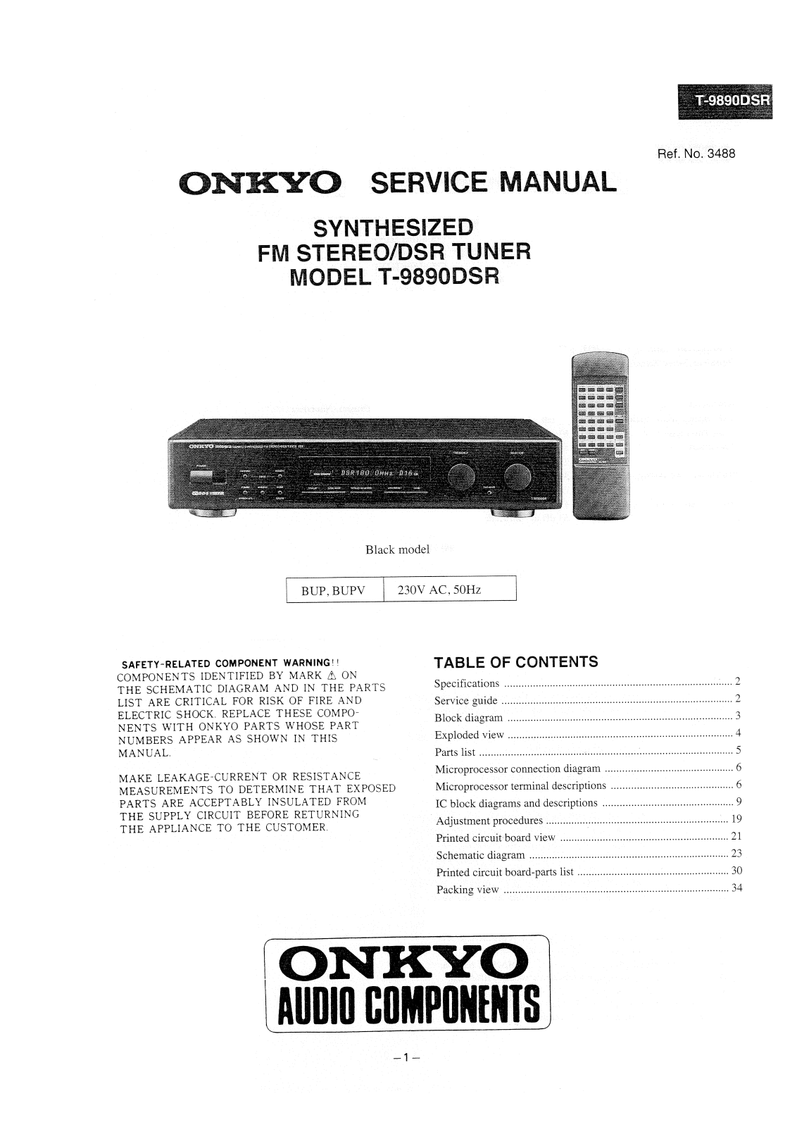 Onkyo T-9890-DSR Service Manual