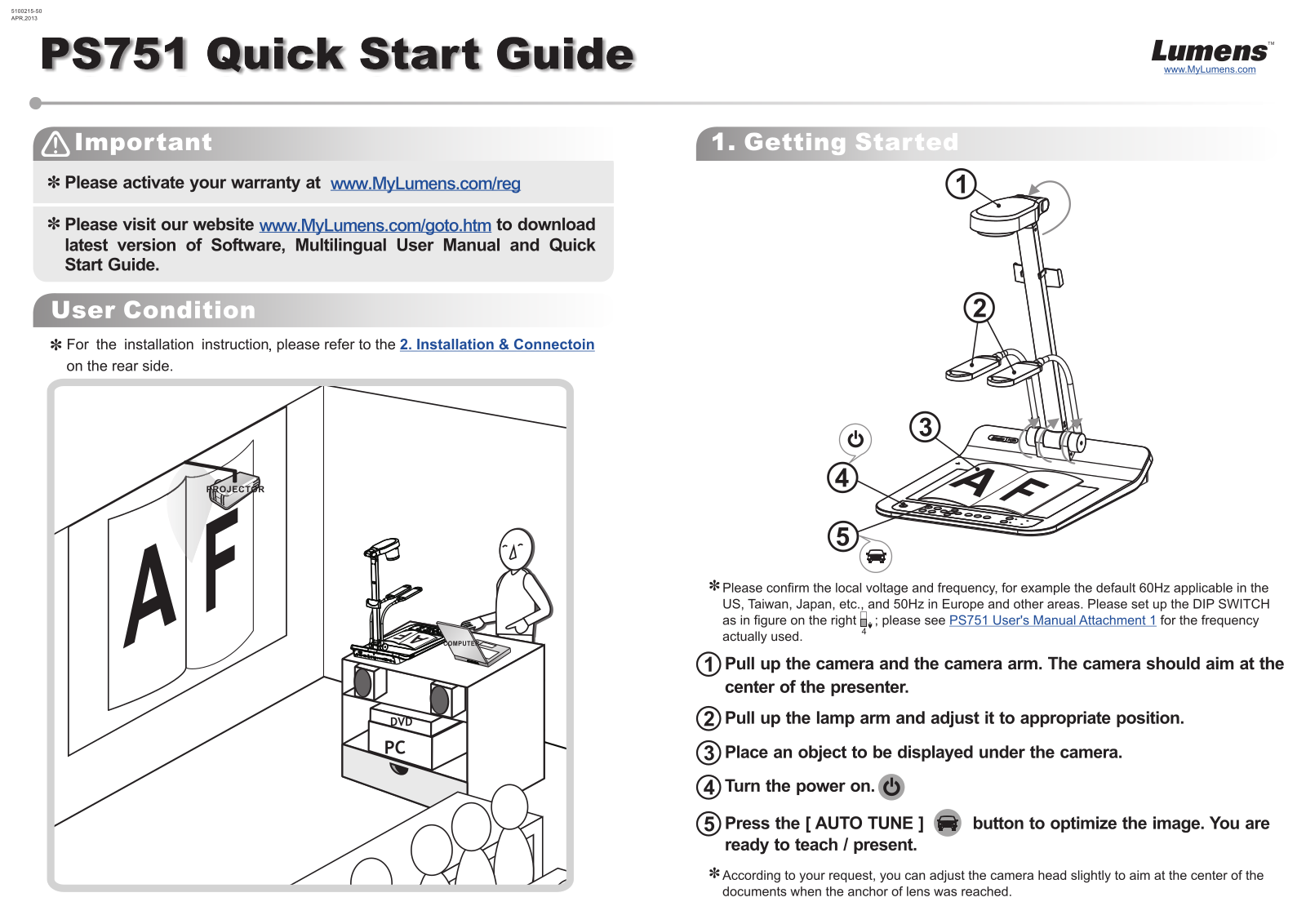 Lumens PS751 User Manual