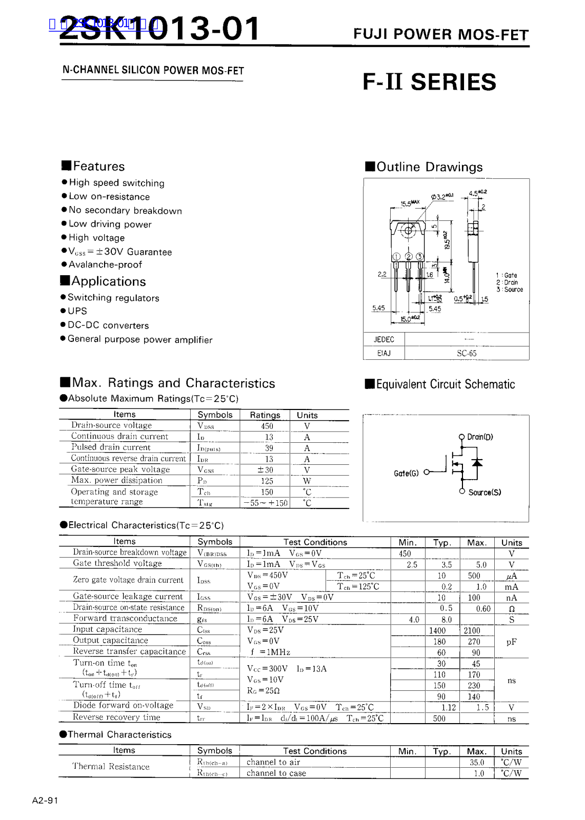 Fuji Electric 2SK1013-01 Service Manual