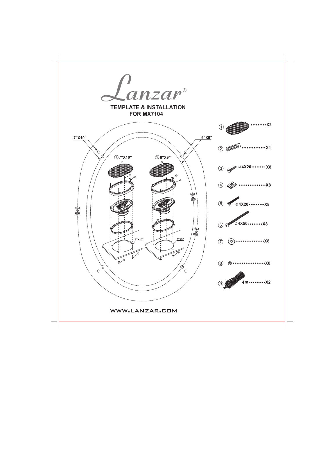 Lanzar MX7104 Installation Manual