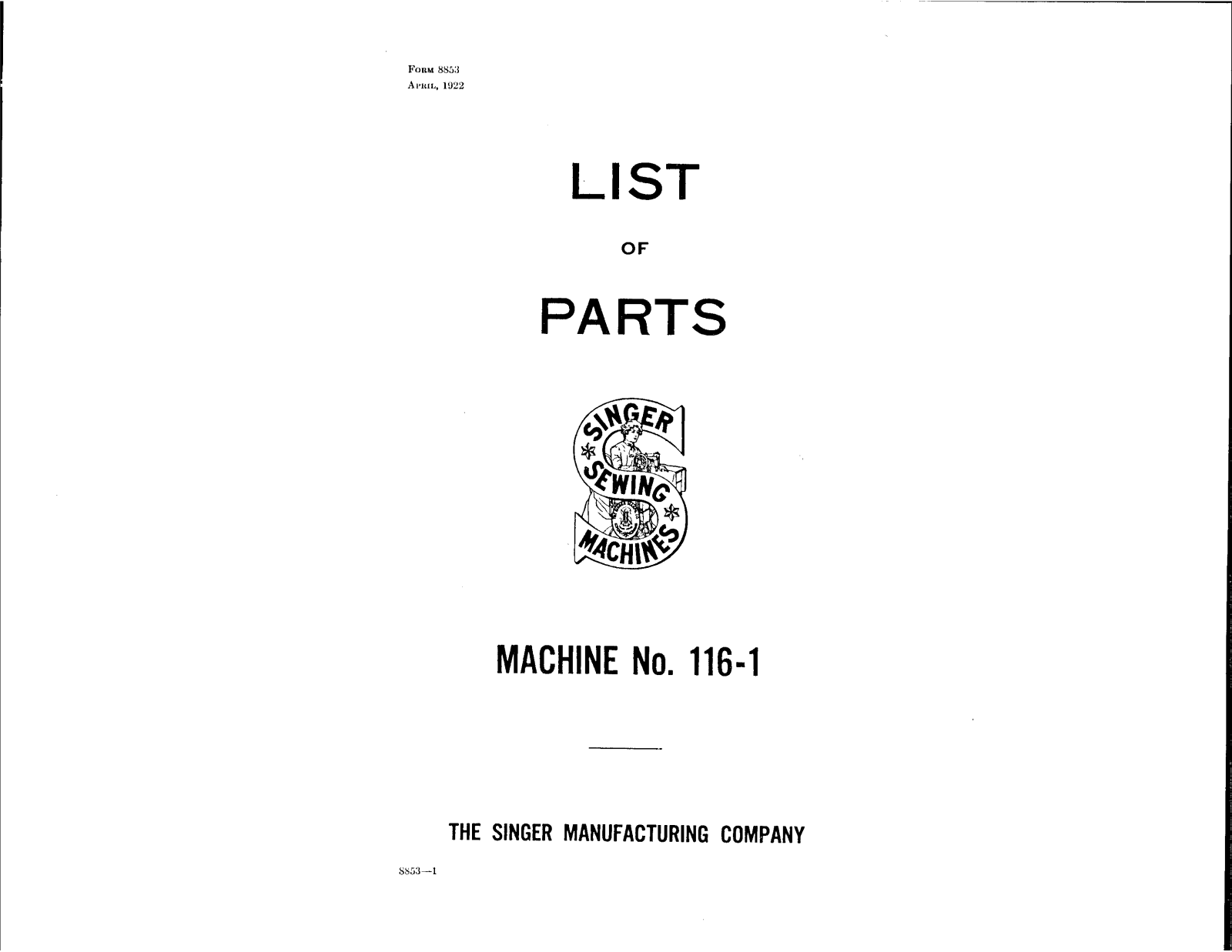 Singer 116-1 User Manual