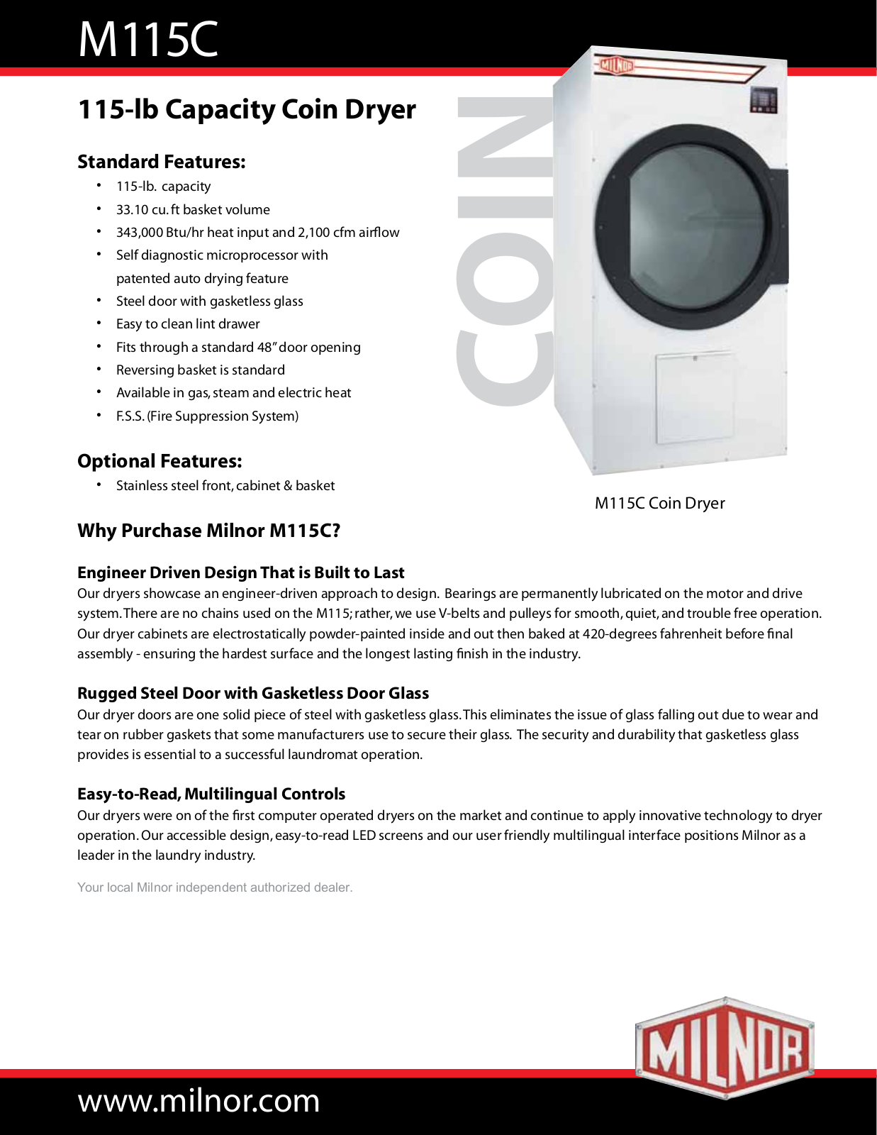 Milnor M115C User Manual