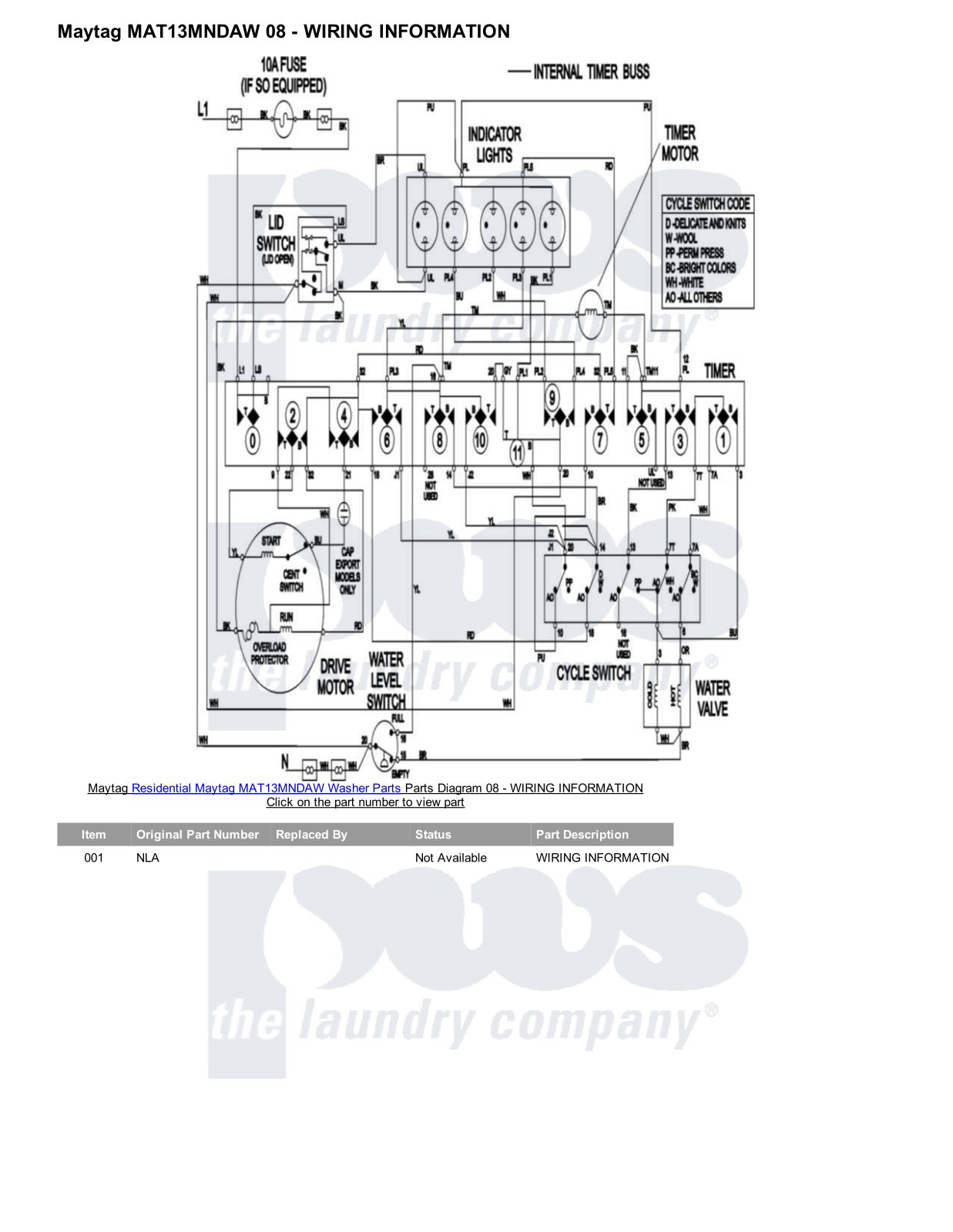 Maytag MAT13MNDAW Parts Diagram