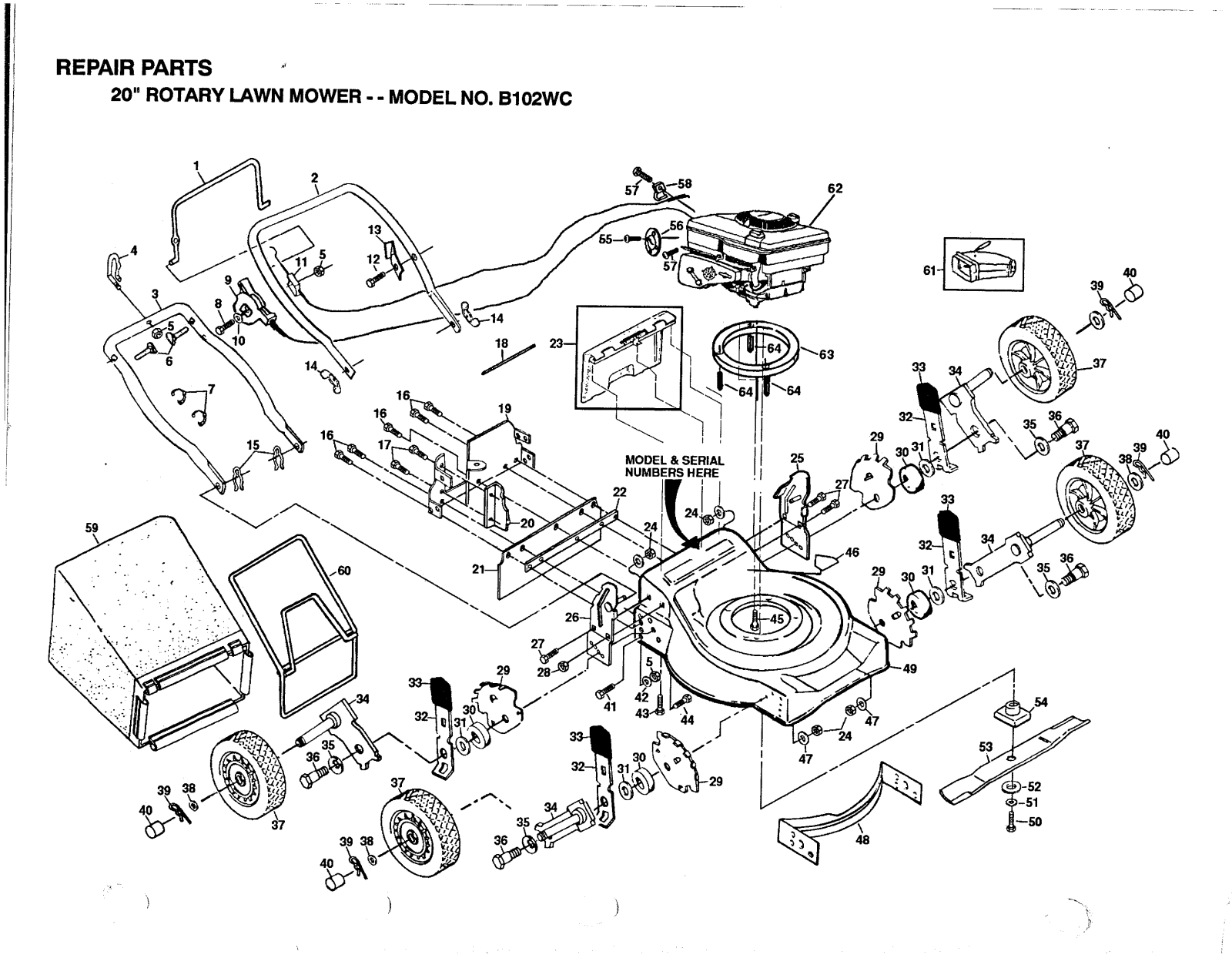 AYP B102WC Parts List