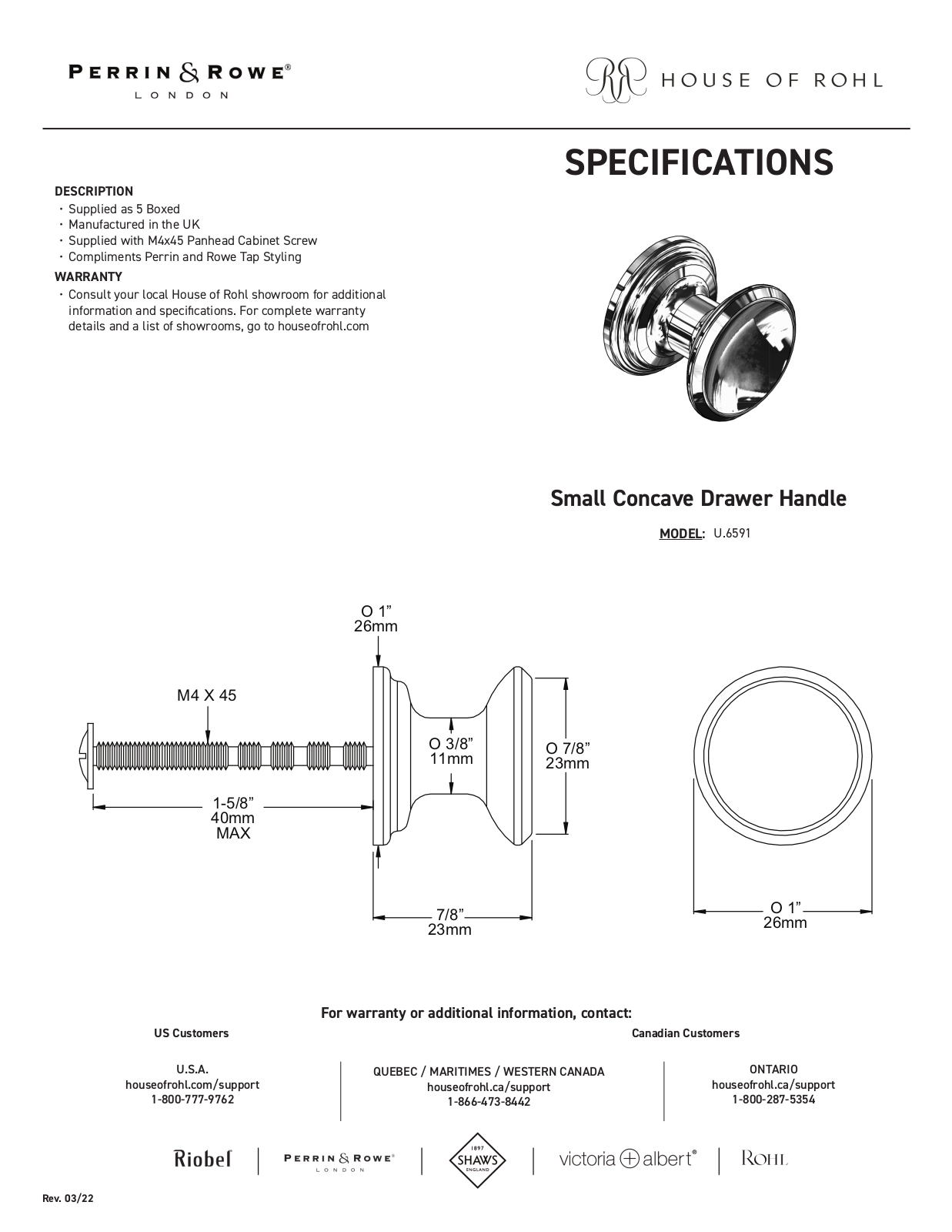 Perrin & Rowe PRWE1487 Specifications - ManualMachine.com