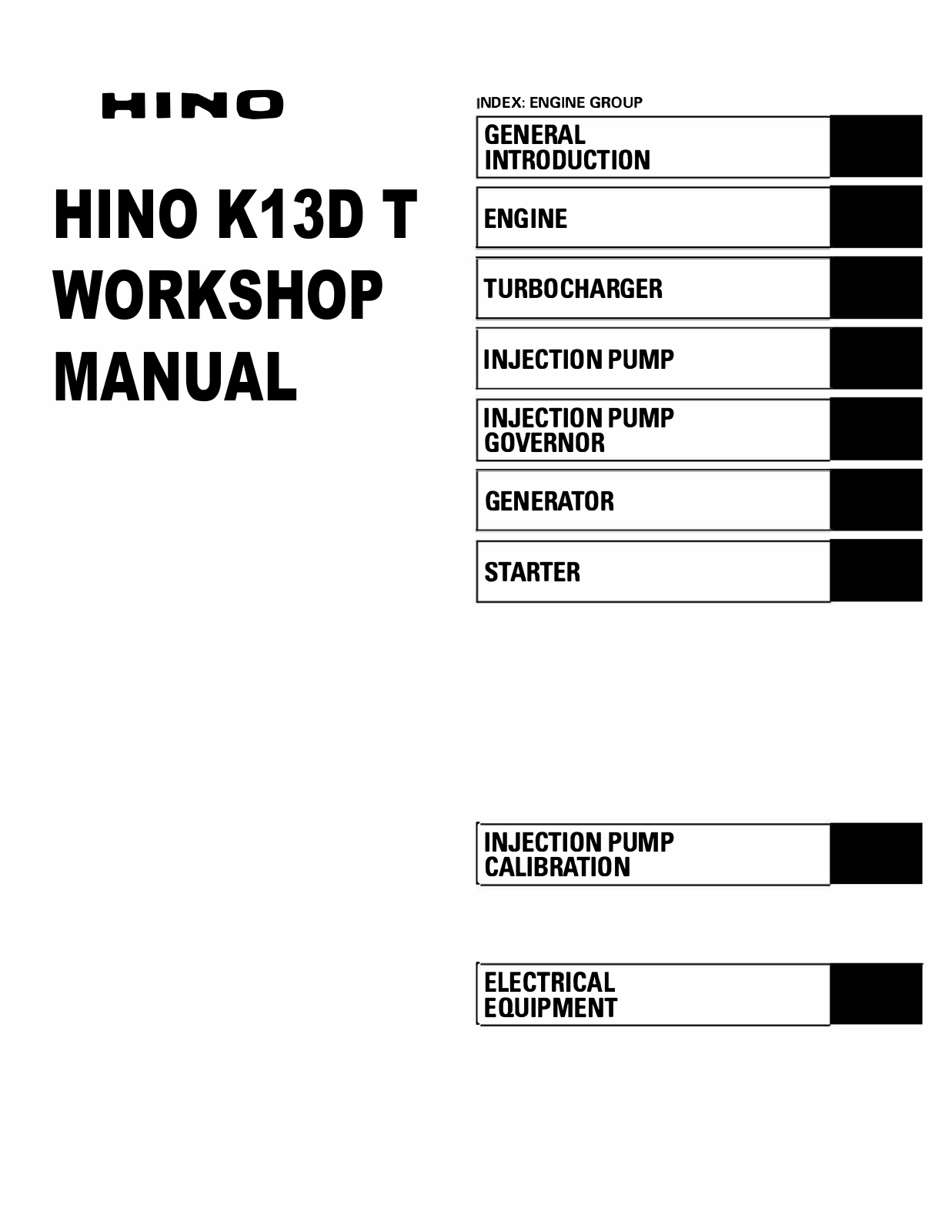 Hino K13C-T, K13D-T User Manual