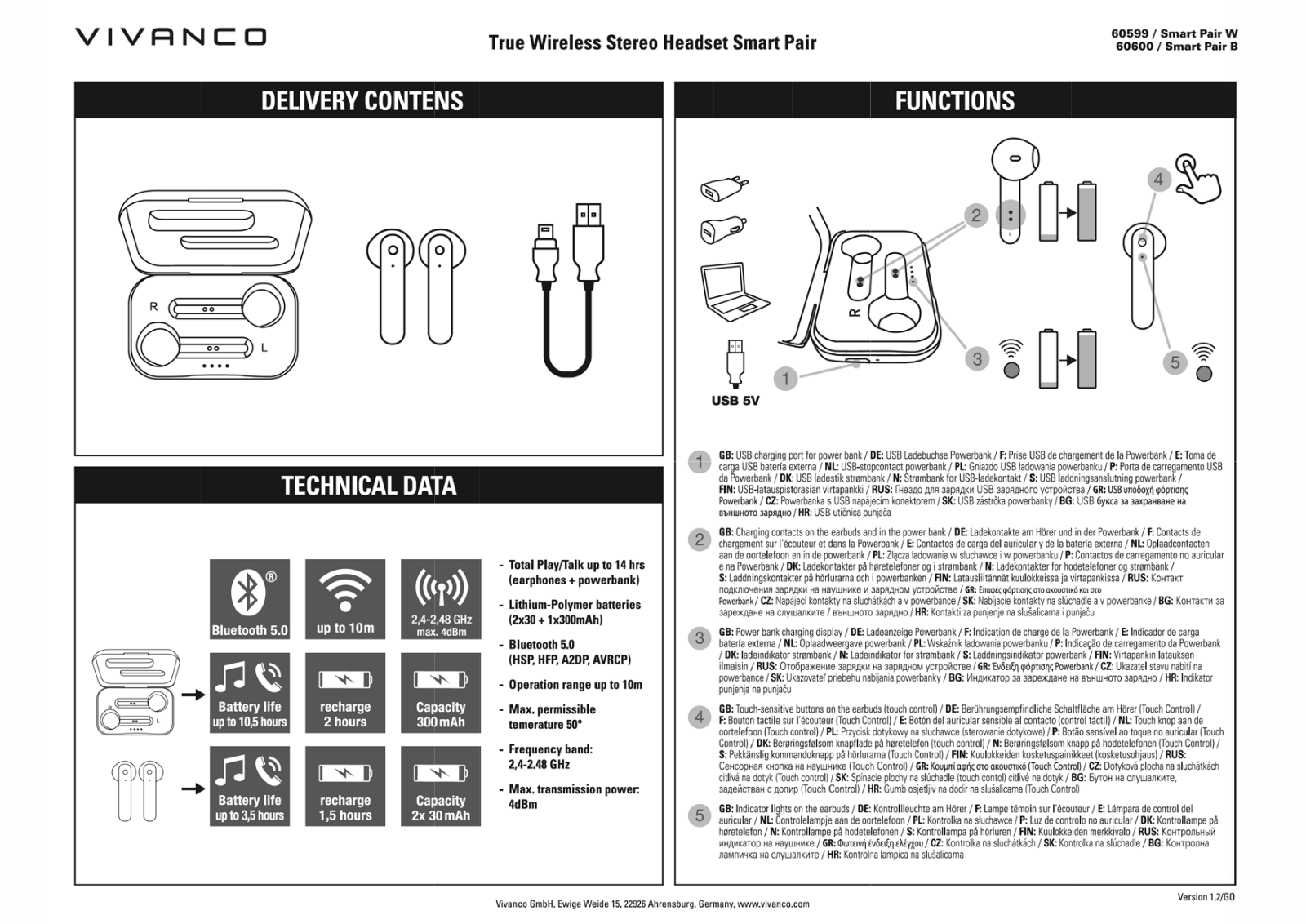 Vivanco Smart Pair operation manual