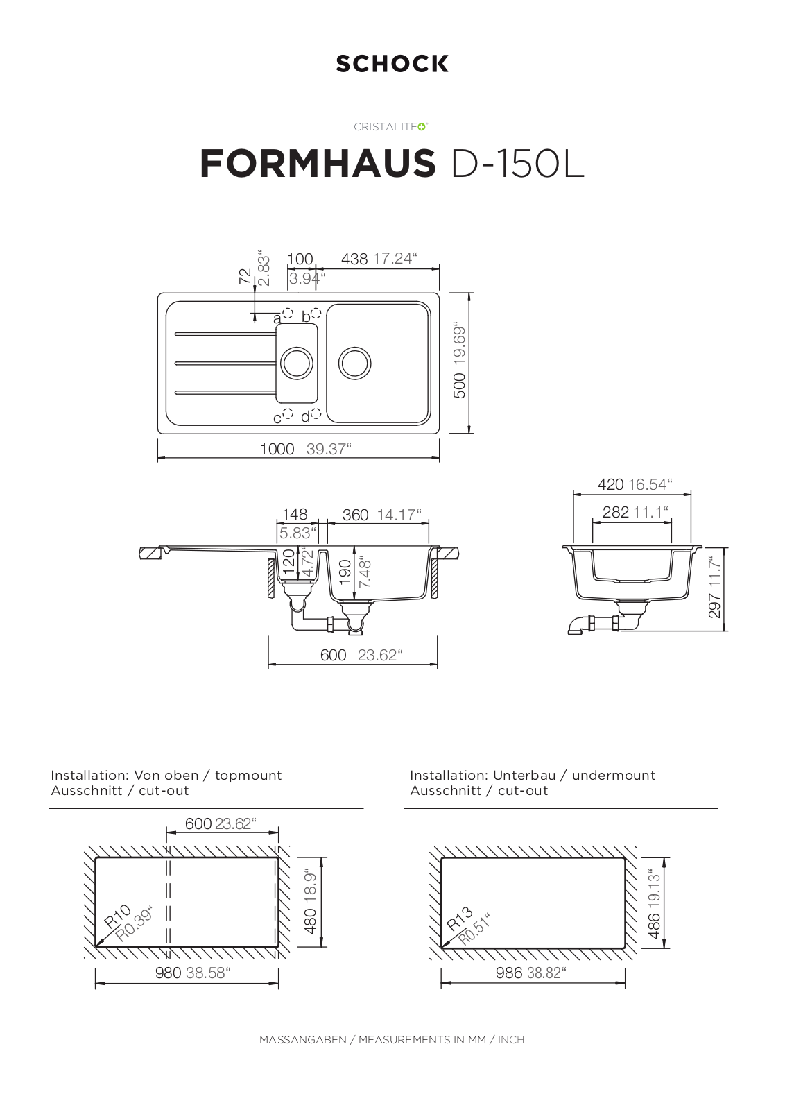 Schock Formhaus D-150L Technical drawing - ManualMachine.com