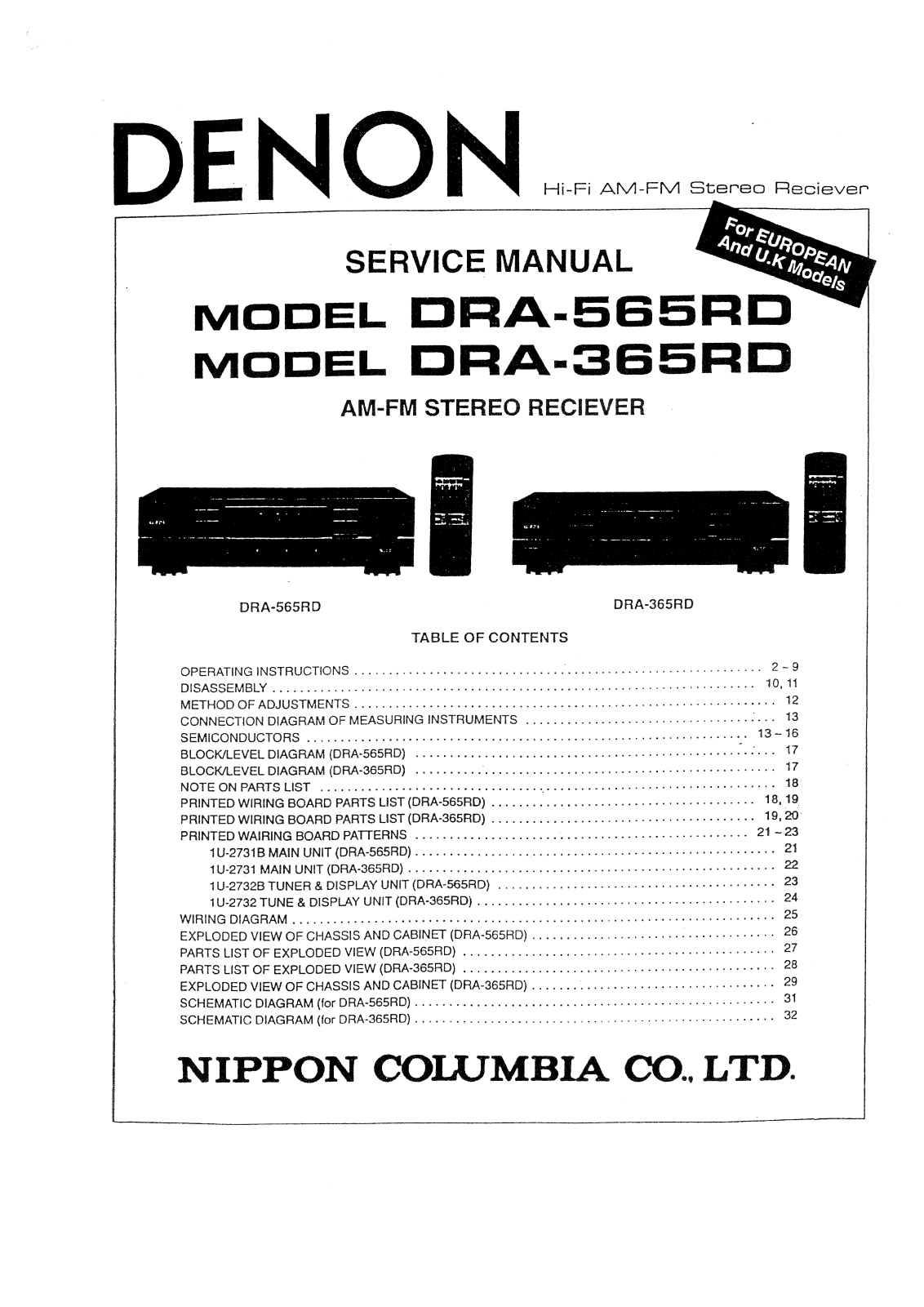 Denon DRA365RD Service Manual