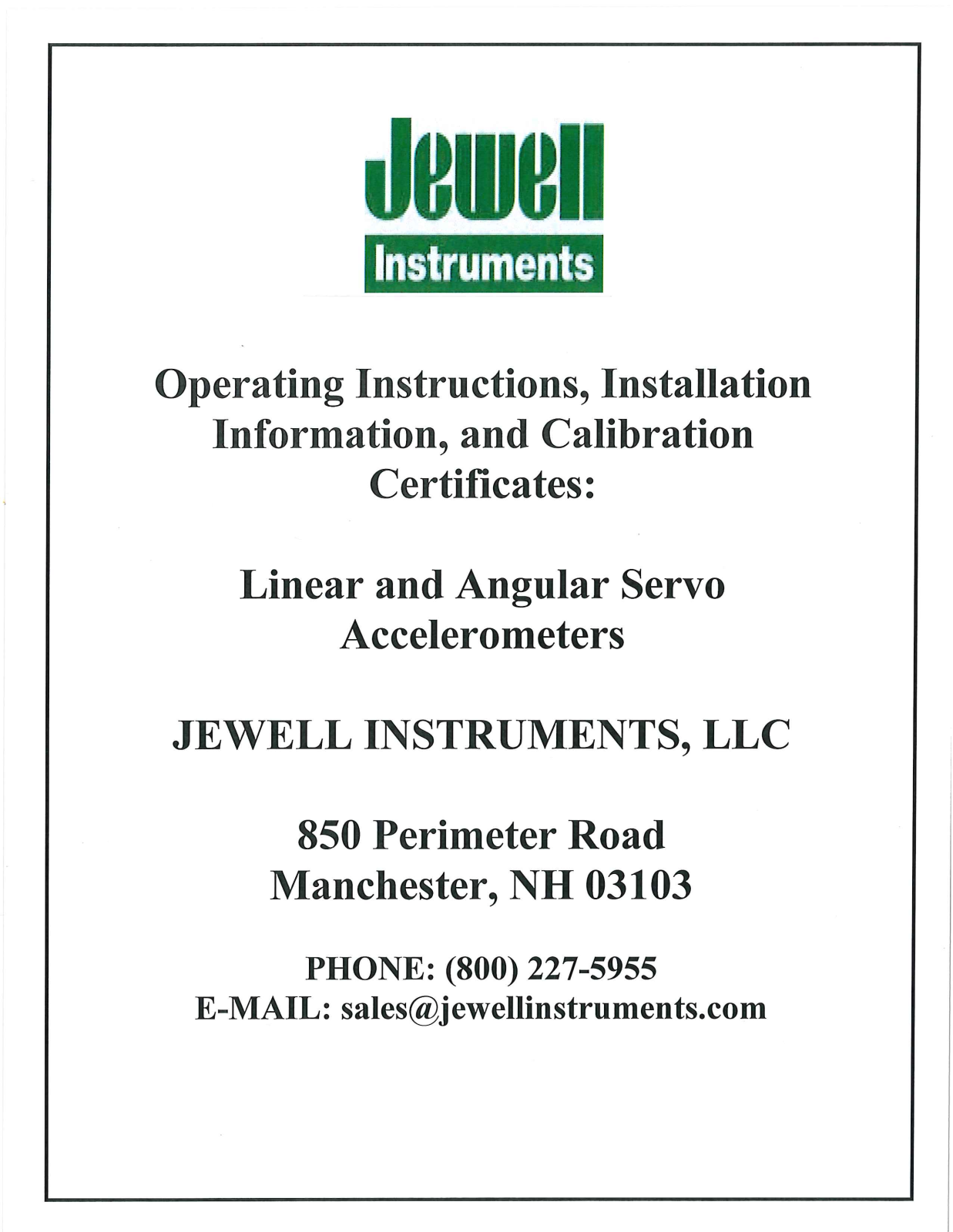 Jewell Instruments LCA-100 Operating Manual