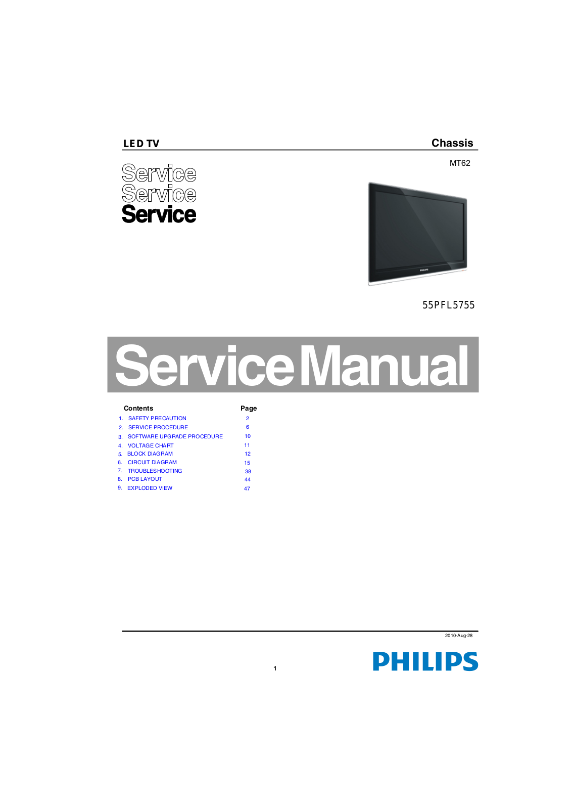 Philips 55PFL5755 Service Manual