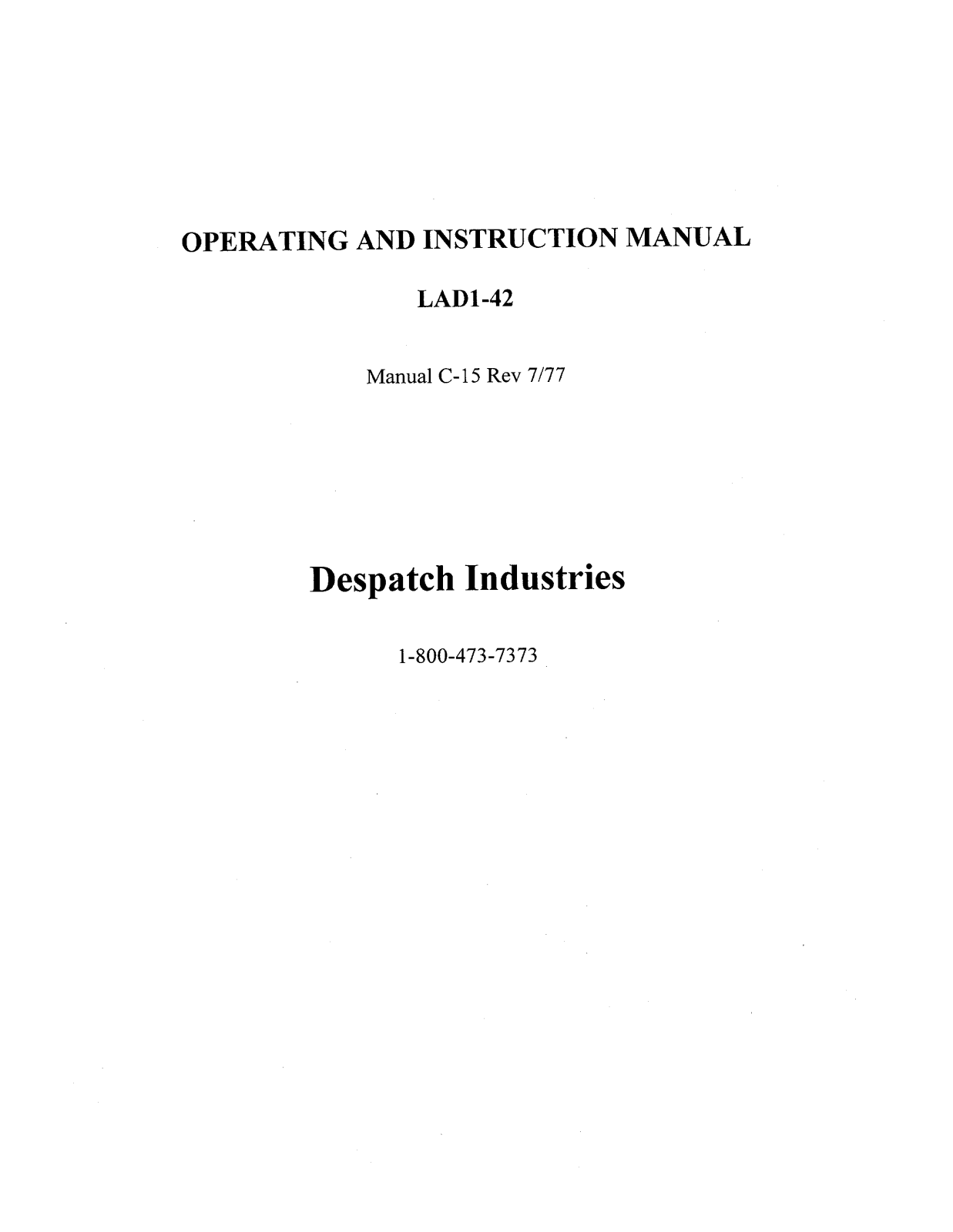 Despatch LAD1-42 Installation  Manual