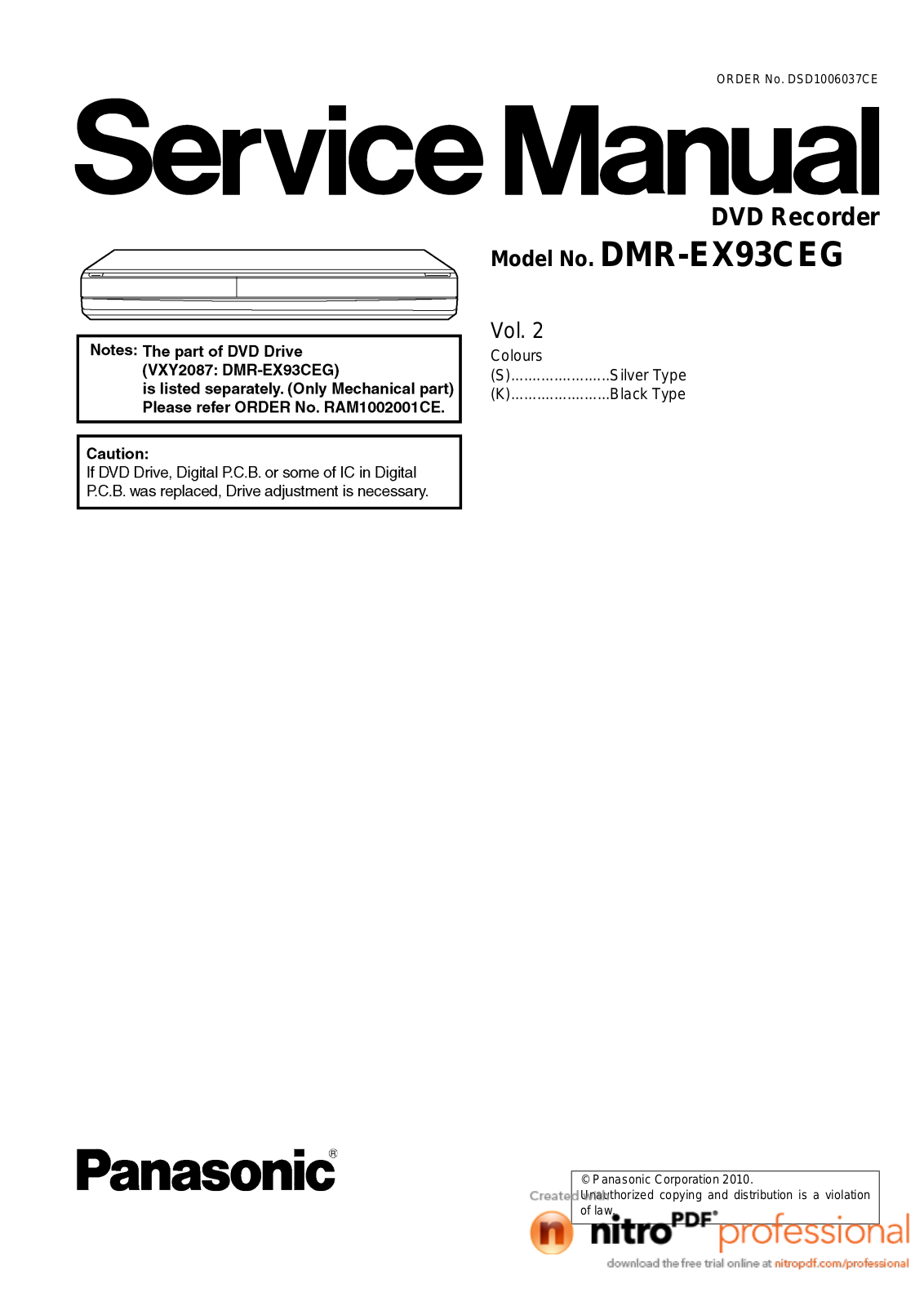 Panasonic DMR-EX93CEG Service manual  vol.2