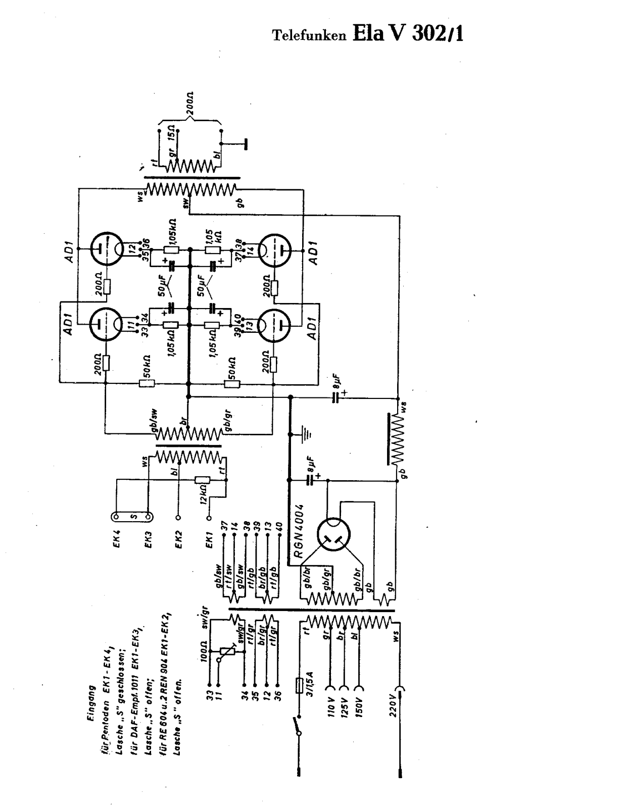 Telefunken Ela V302 Cirquit Diagram