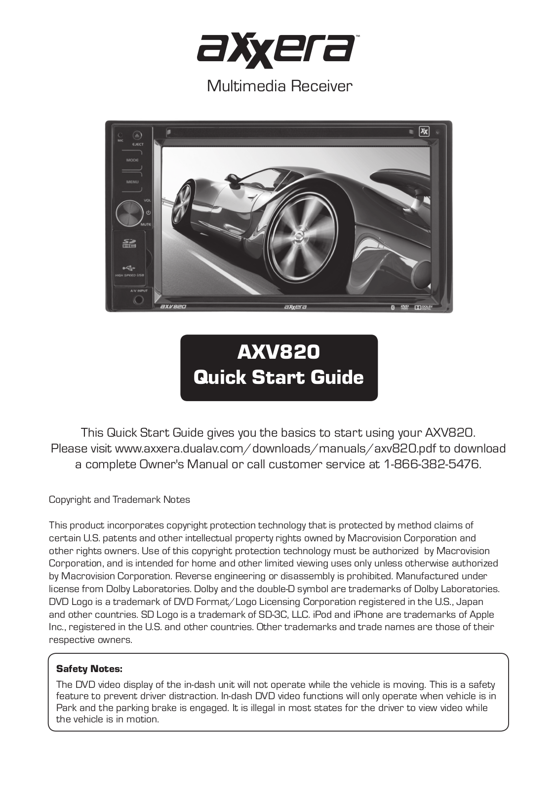 Dual AXV820 Quick Start Guide