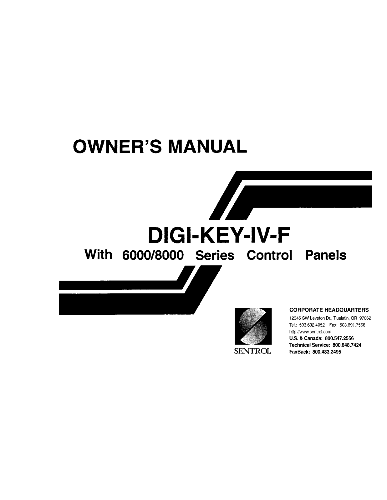 Sentrol DIGI-KEY IV F PAS-1WC User Manual