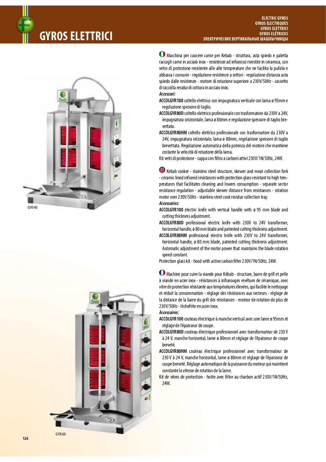 FIMAR GYR40, GYR60, GYR80, GYR100 Technical Information