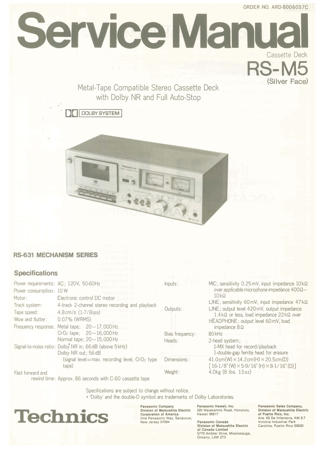 Technics RS-M-5 Service Manual