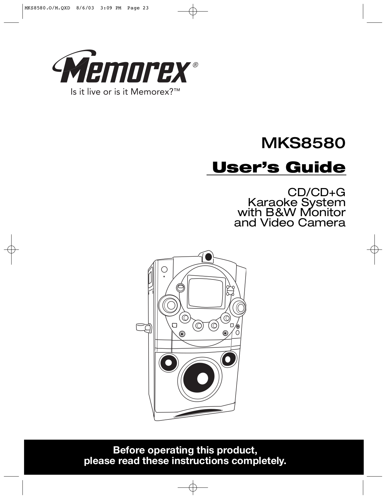 Memorex MKS8580 User's Guide