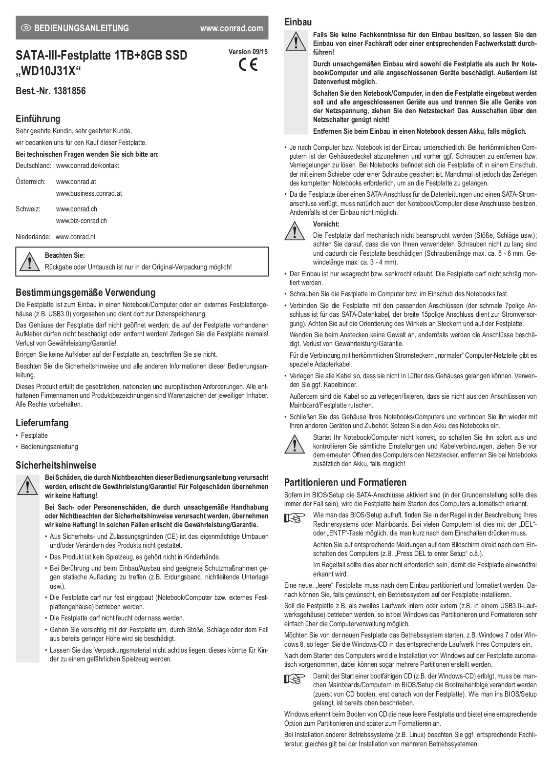 Western Digital WD10J31X Operation Manual