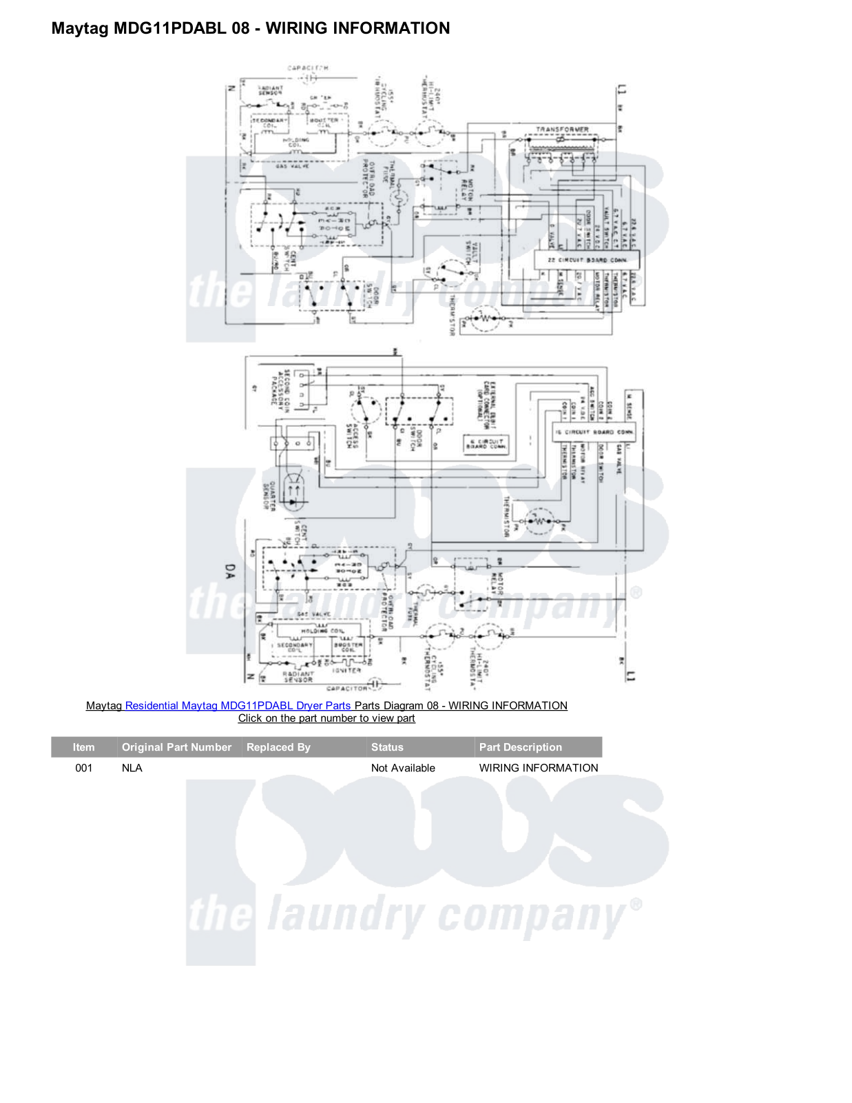 Maytag MDG11PDABL Parts Diagram