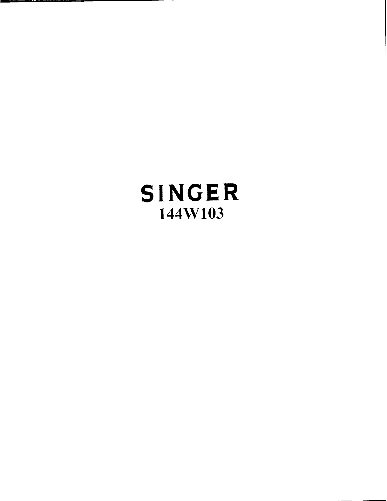 Singer 144W103 User Manual