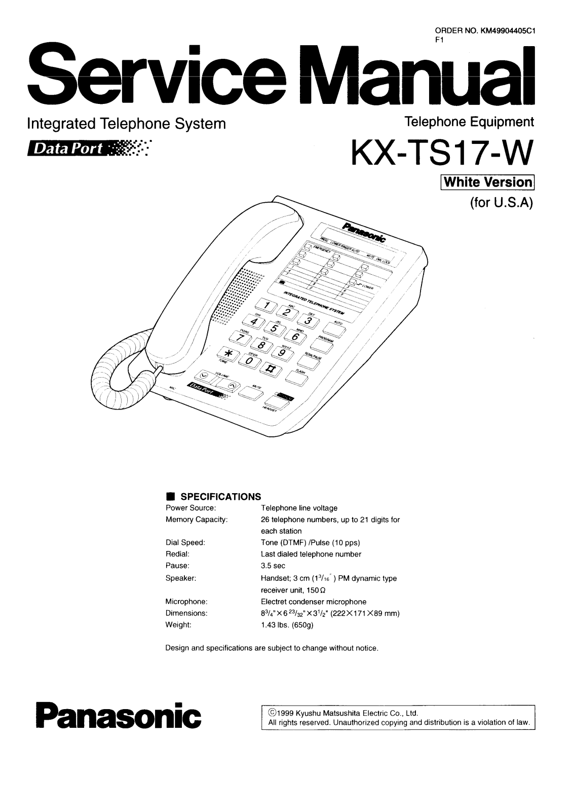 PANASONIC KX-ts17w Service manual