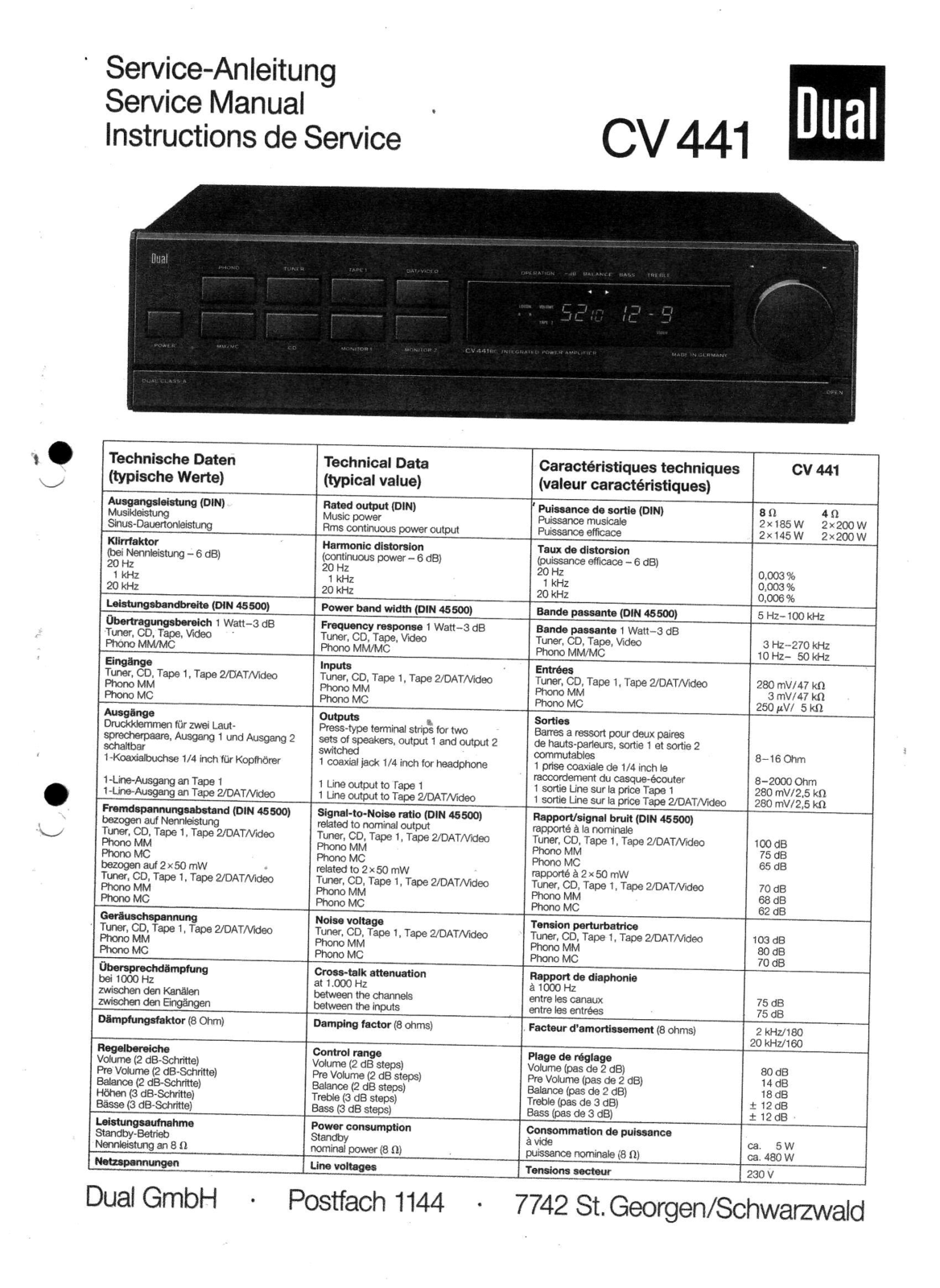 DUAL CV 441 Service Manual