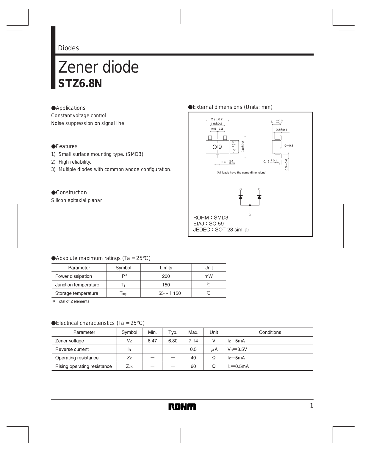 ROHM STZ6.8N Datasheet