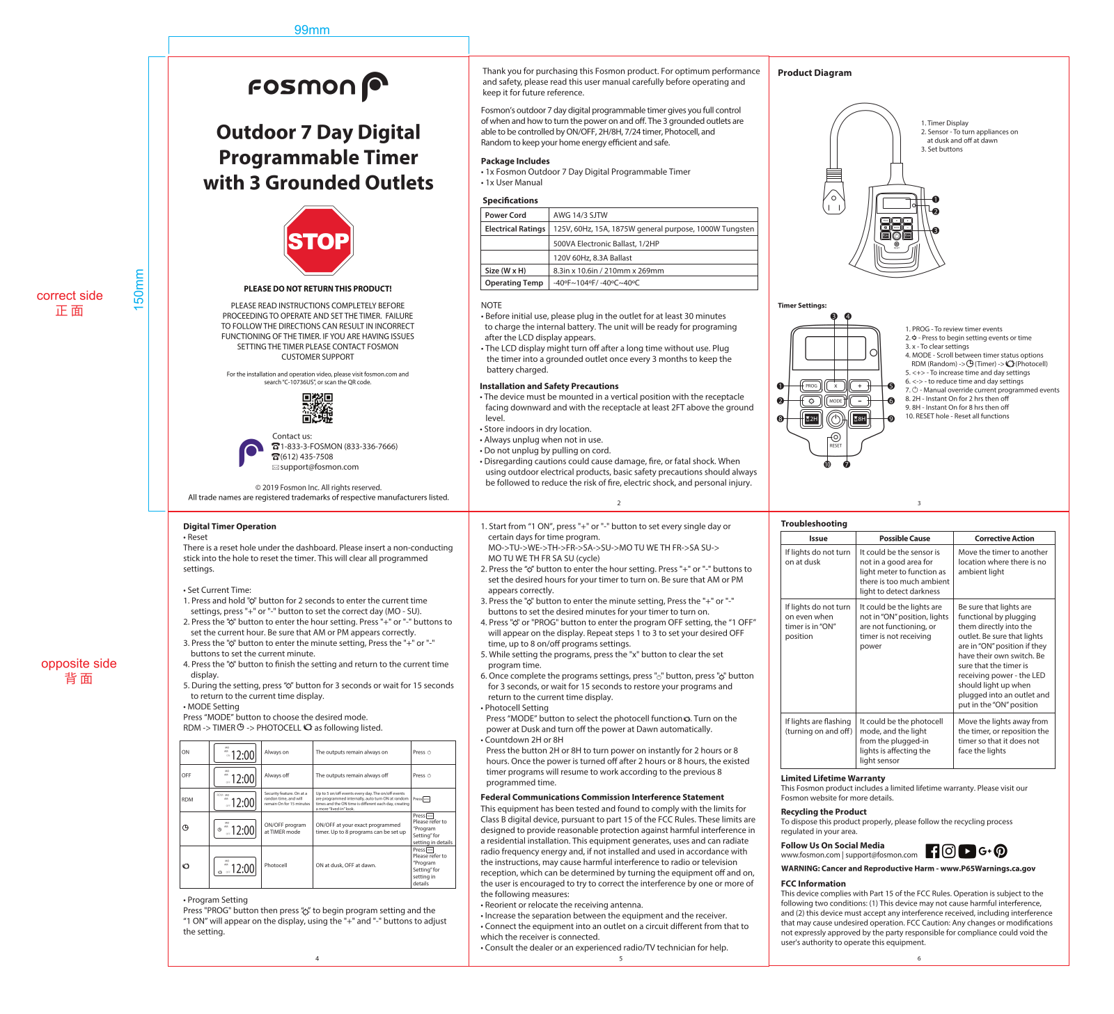 Fosmon Outdoor 7 Day User Manual