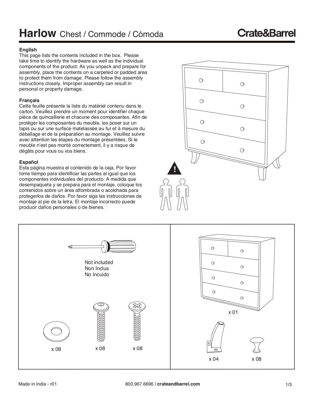 Crate & Barrel Harlow II Chest Assembly Instruction