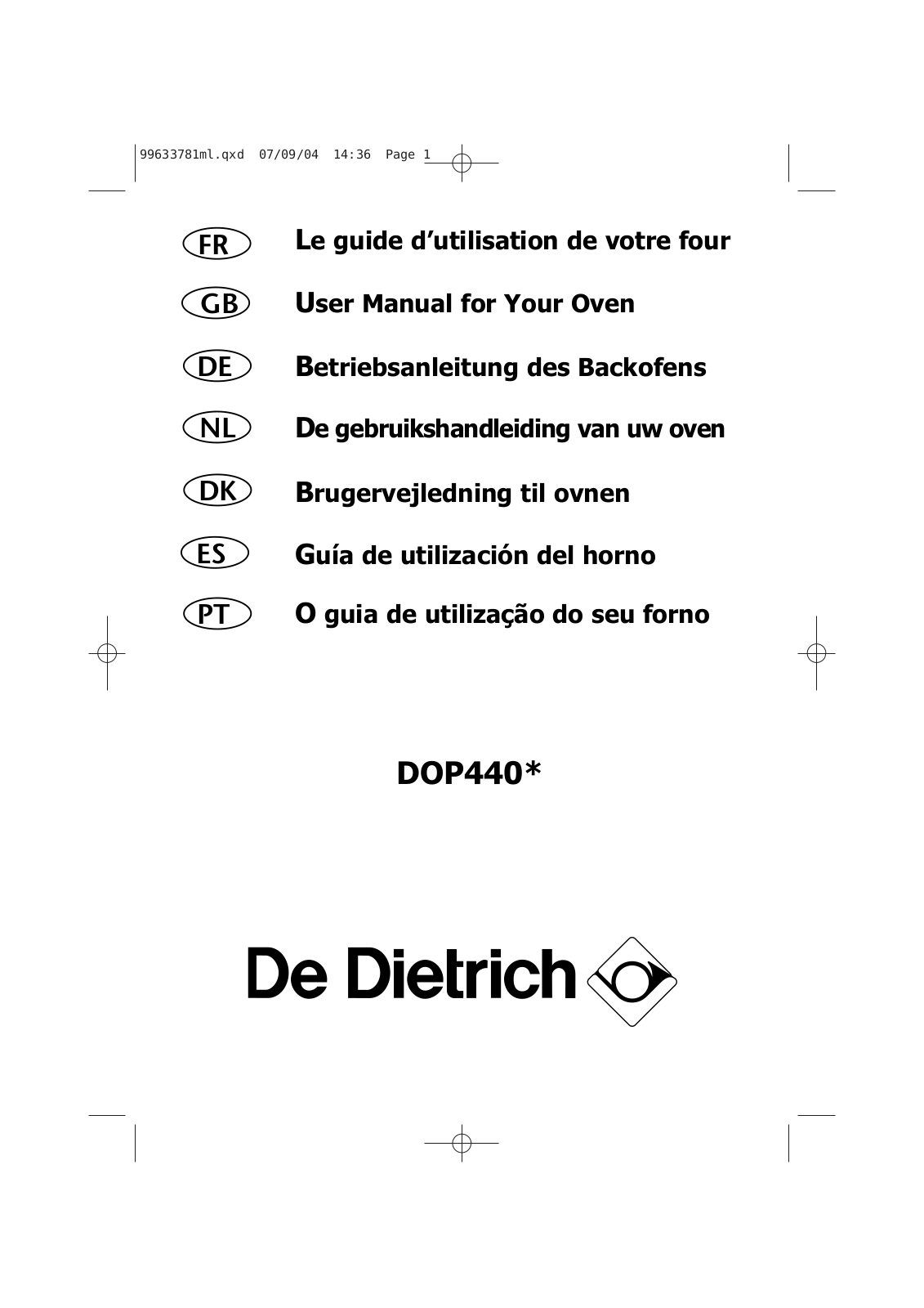 DE DIETRICH DOP440 User Manual