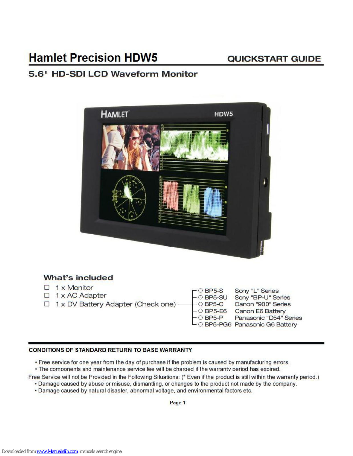 Hamlet Precision HDW5 Quick Start Manual