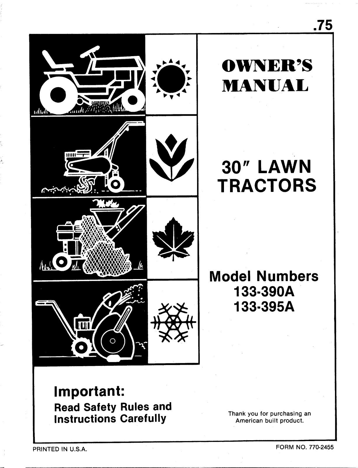 MTD 133-395A, 133-390A User Manual