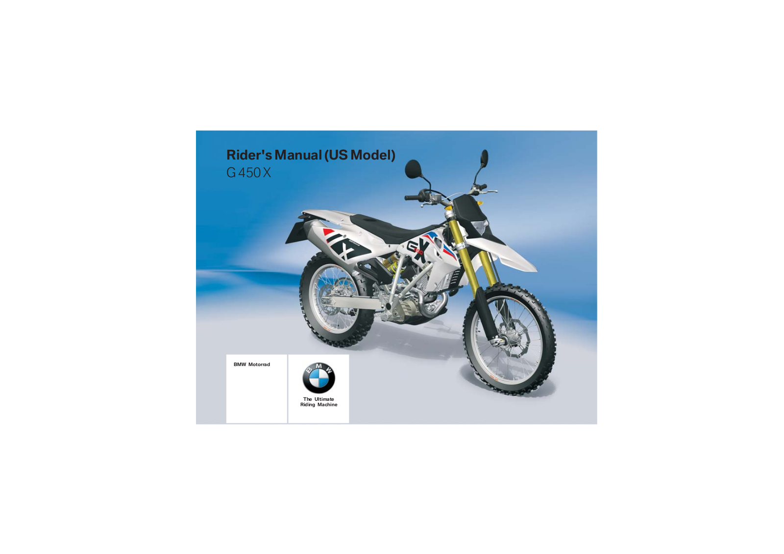 BMW G 450 X 2010 Owner's Manual