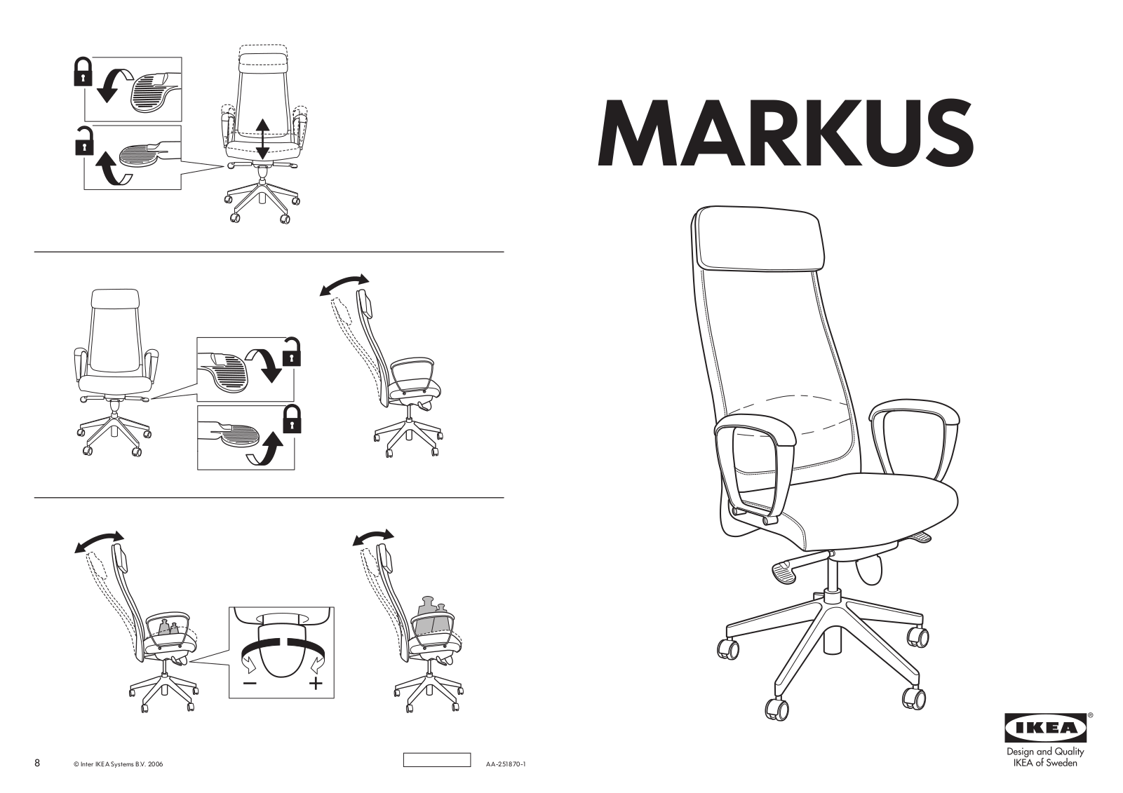 IKEA MARKUS SWIVEL CHAIR Assembly Instruction