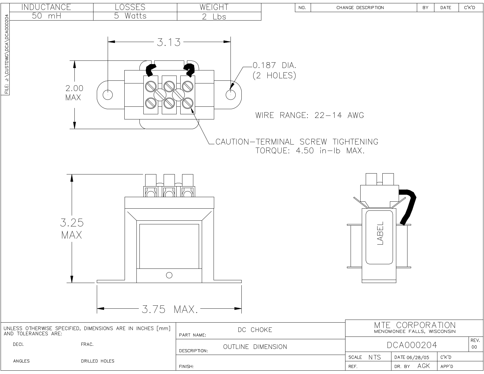 MTE DCA000204 CAD Drawings