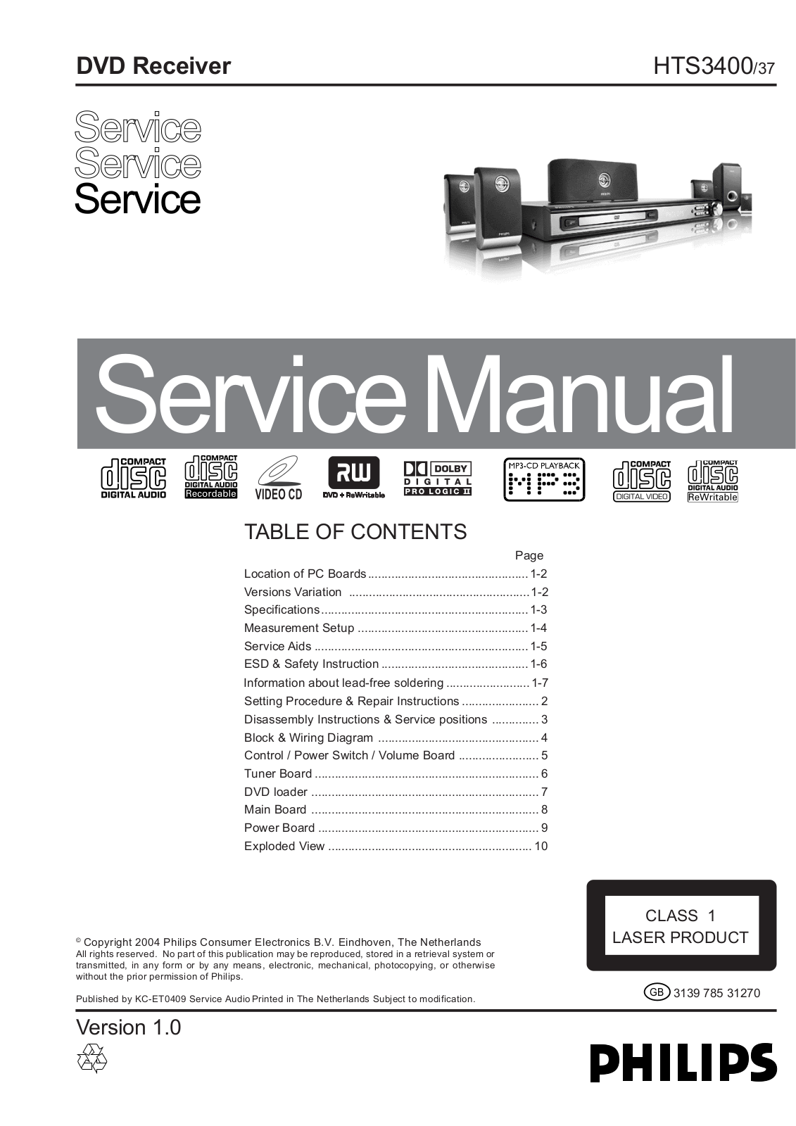 Philips HTS3400-37 Service Manual