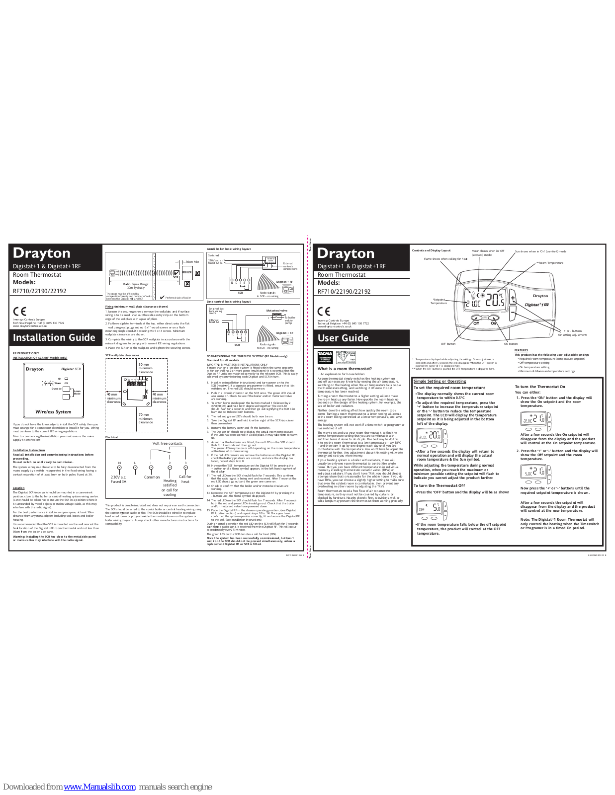 Drayton RF710, RF22190, RF22192, 22190, 22192 Installation Manual