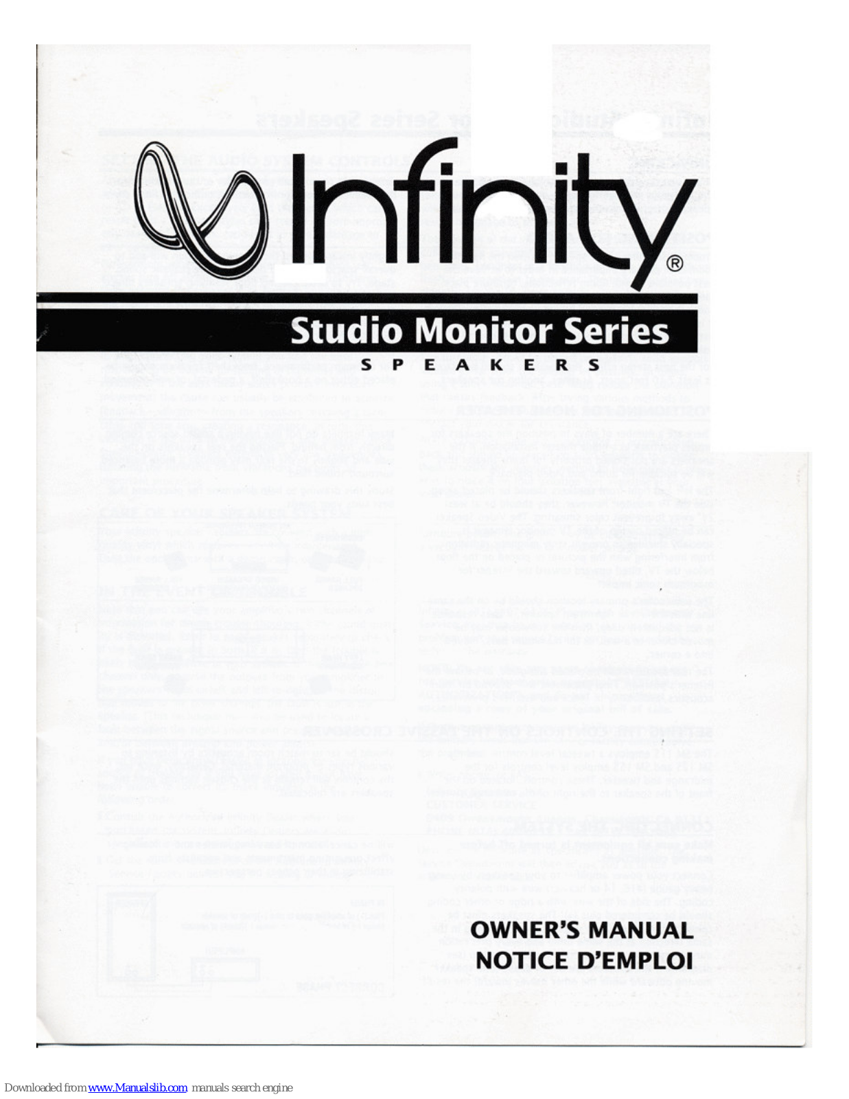 Infinity SM 65, SM 105, SM 115, SM 85, SM 125 Owner's Manual