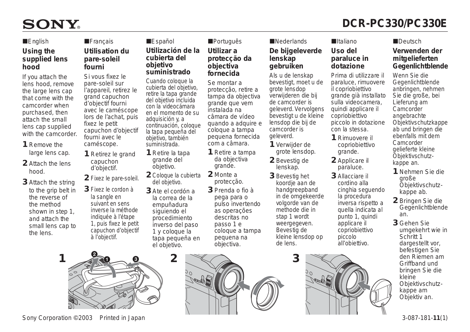 Sony DCR-PC330E, DCR-PC330 User Manual 2