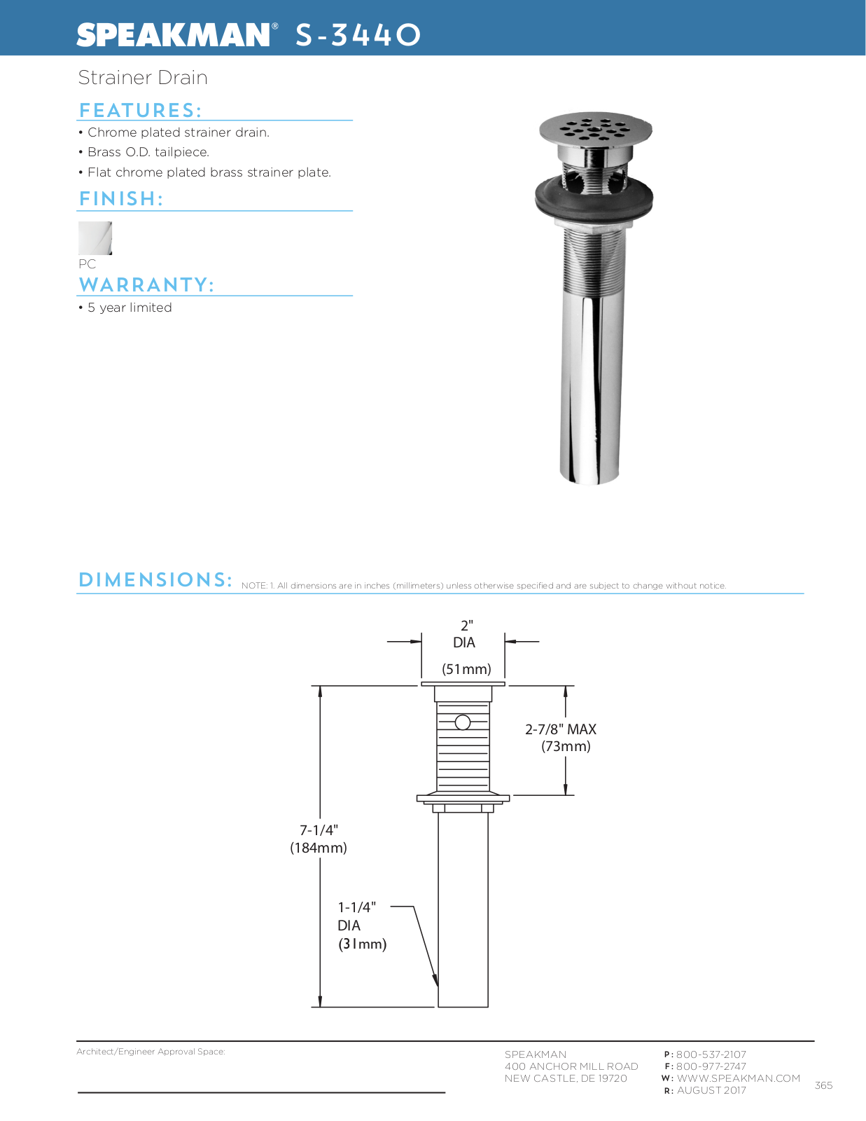 Speakman SPK1537 Specifications & Dimensions - ManualMachine.com