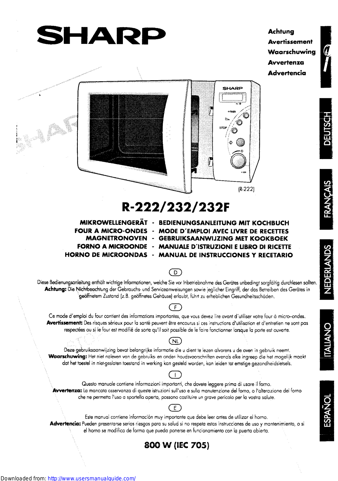 SHARP R-222, R-232, R-232F User Manual