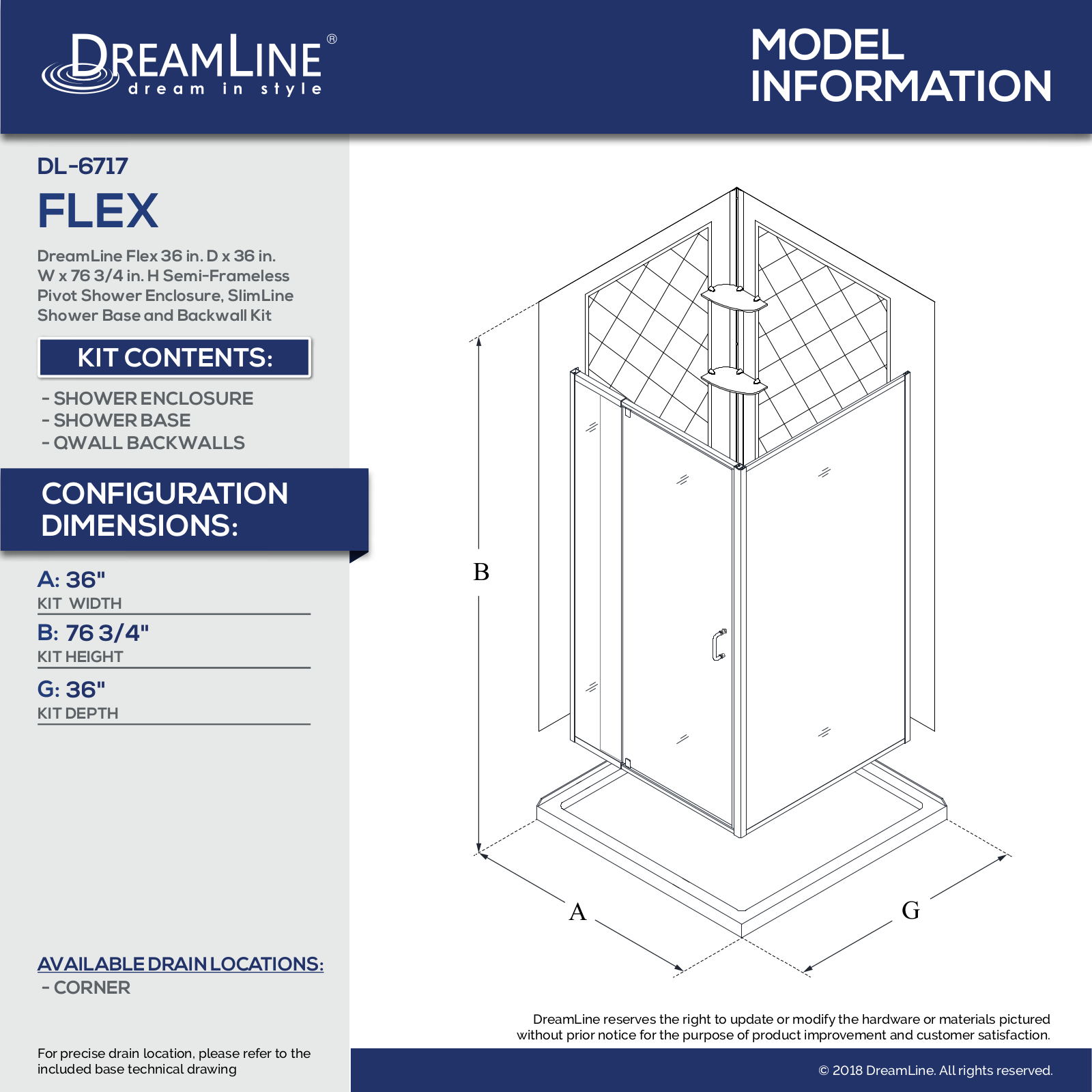 DreamLine DLN3476 Specifications & Dimensions - ManualMachine.com