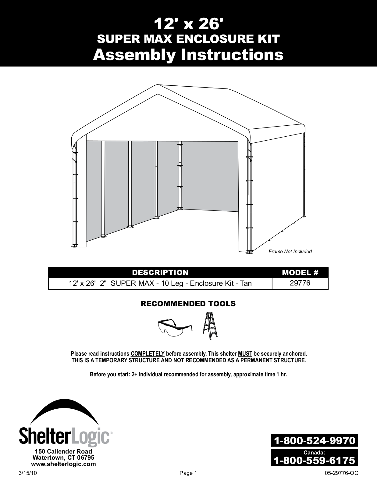 ShelterLogic 25776 User Manual