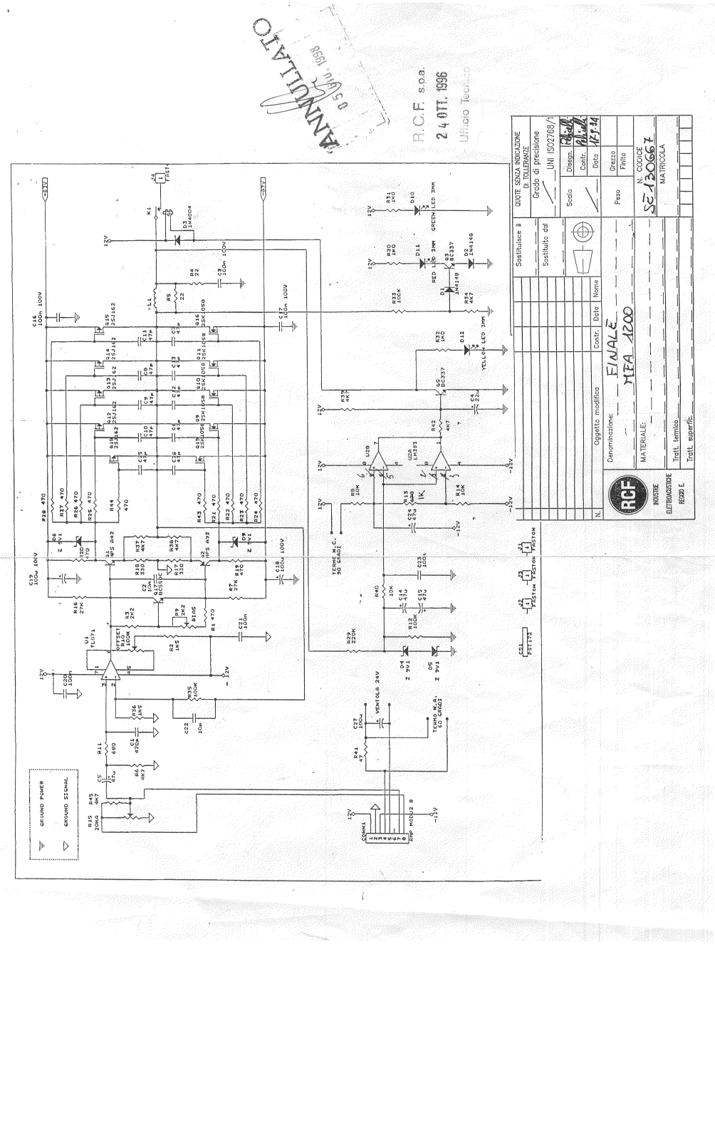 RCF MFA-1200 Schematics