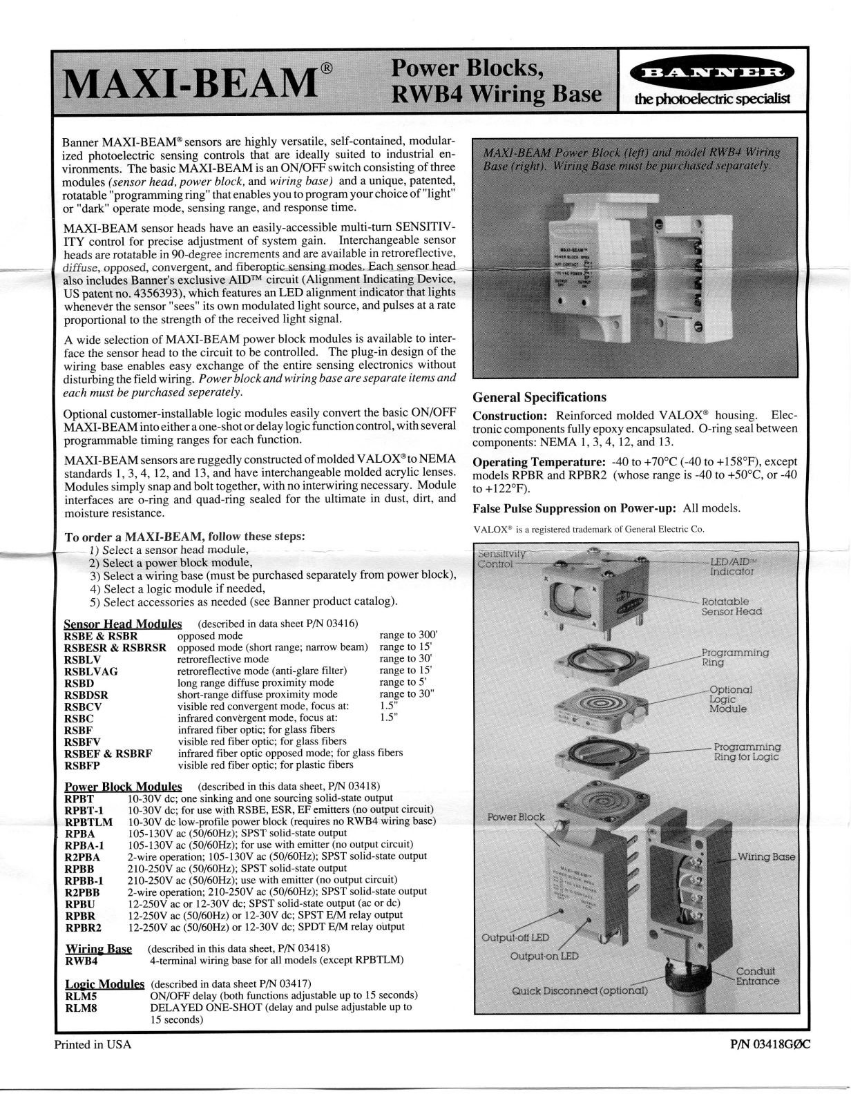 Grieve Corporation R2PBA User Manual