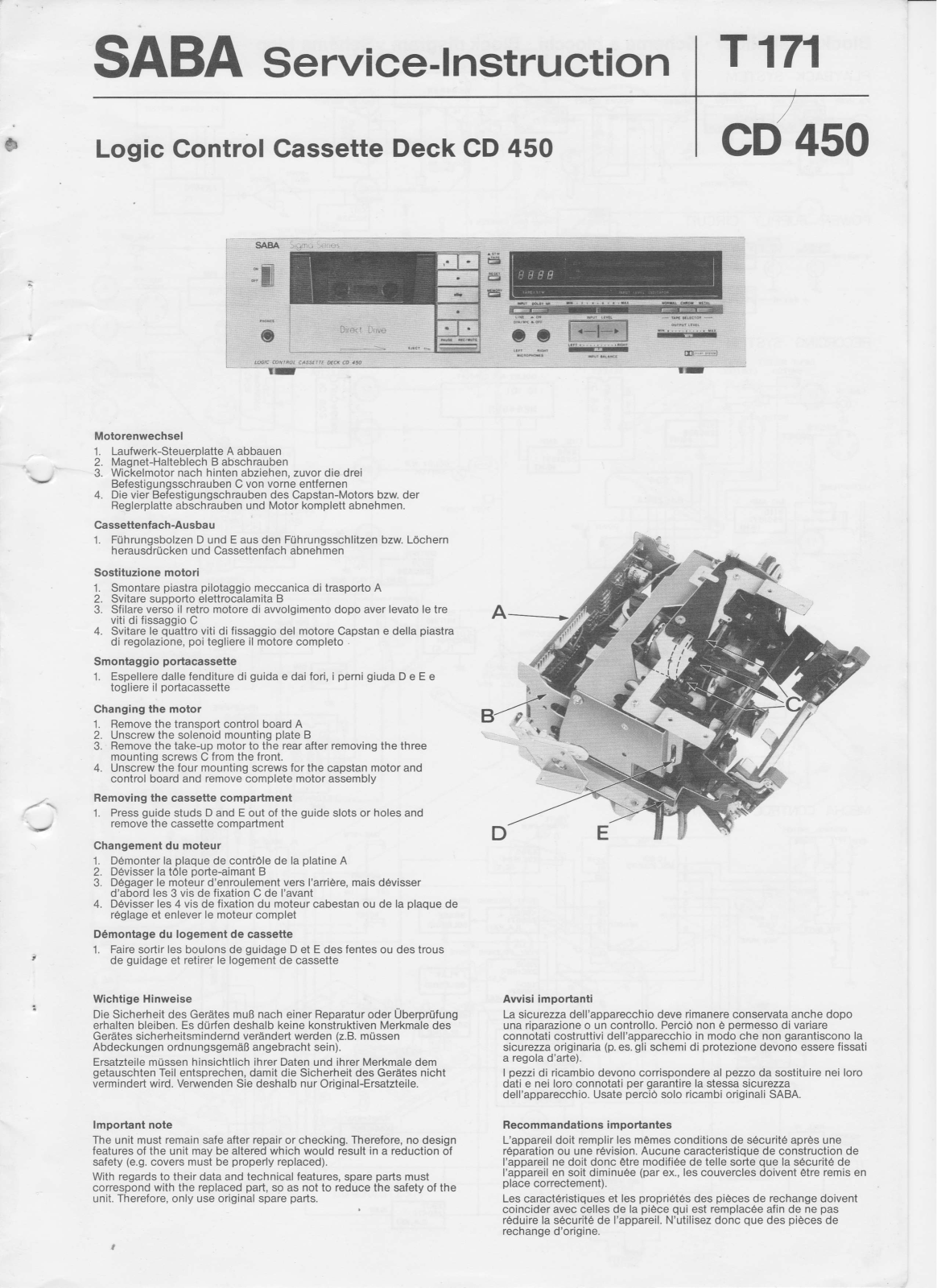 Saba CD450 Service Manual