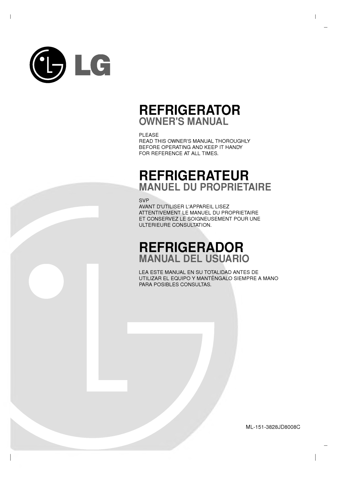 LG GR-151SVF User Manual