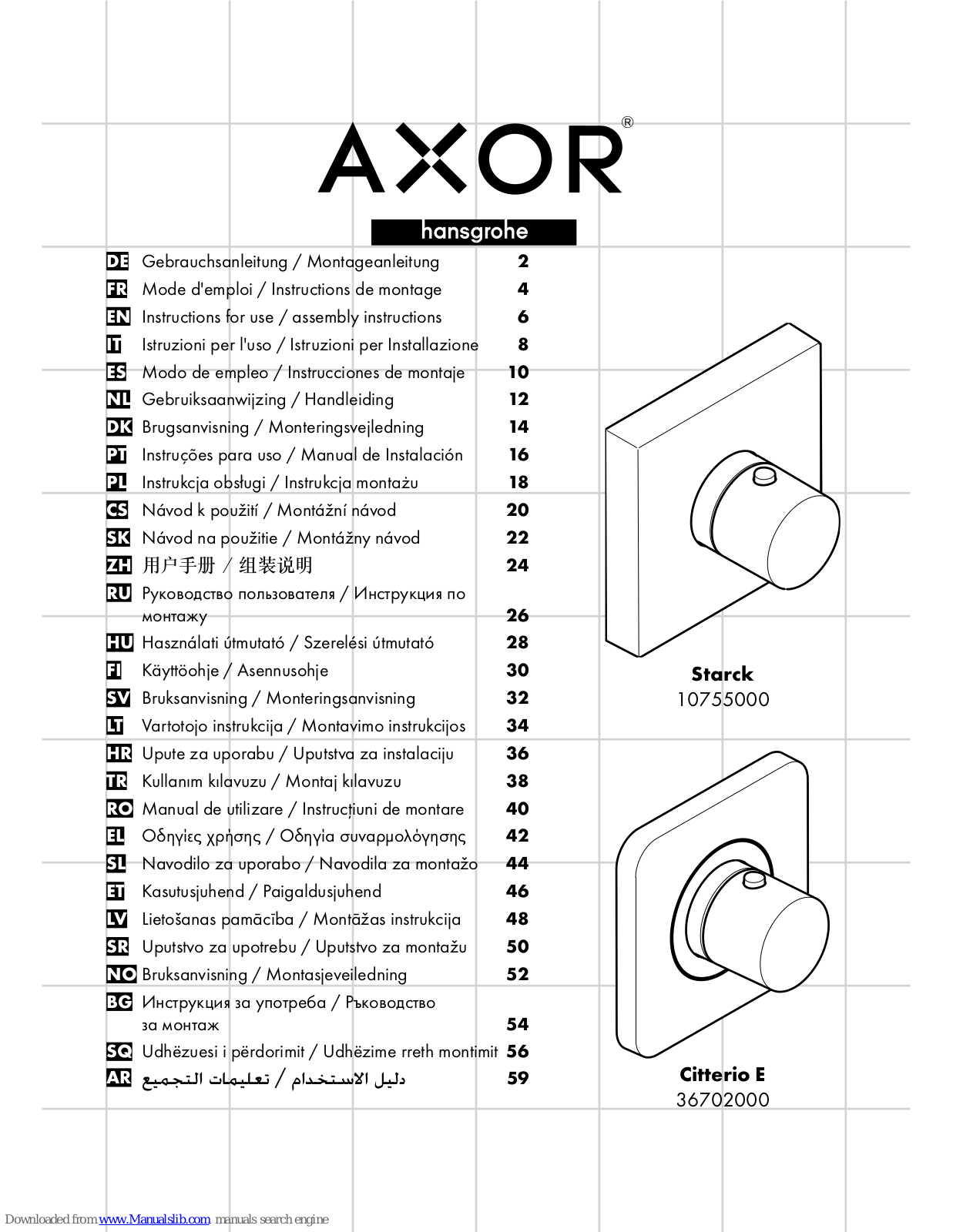 Hansgrohe 10755000 Instructions For Use/assembly Instructions